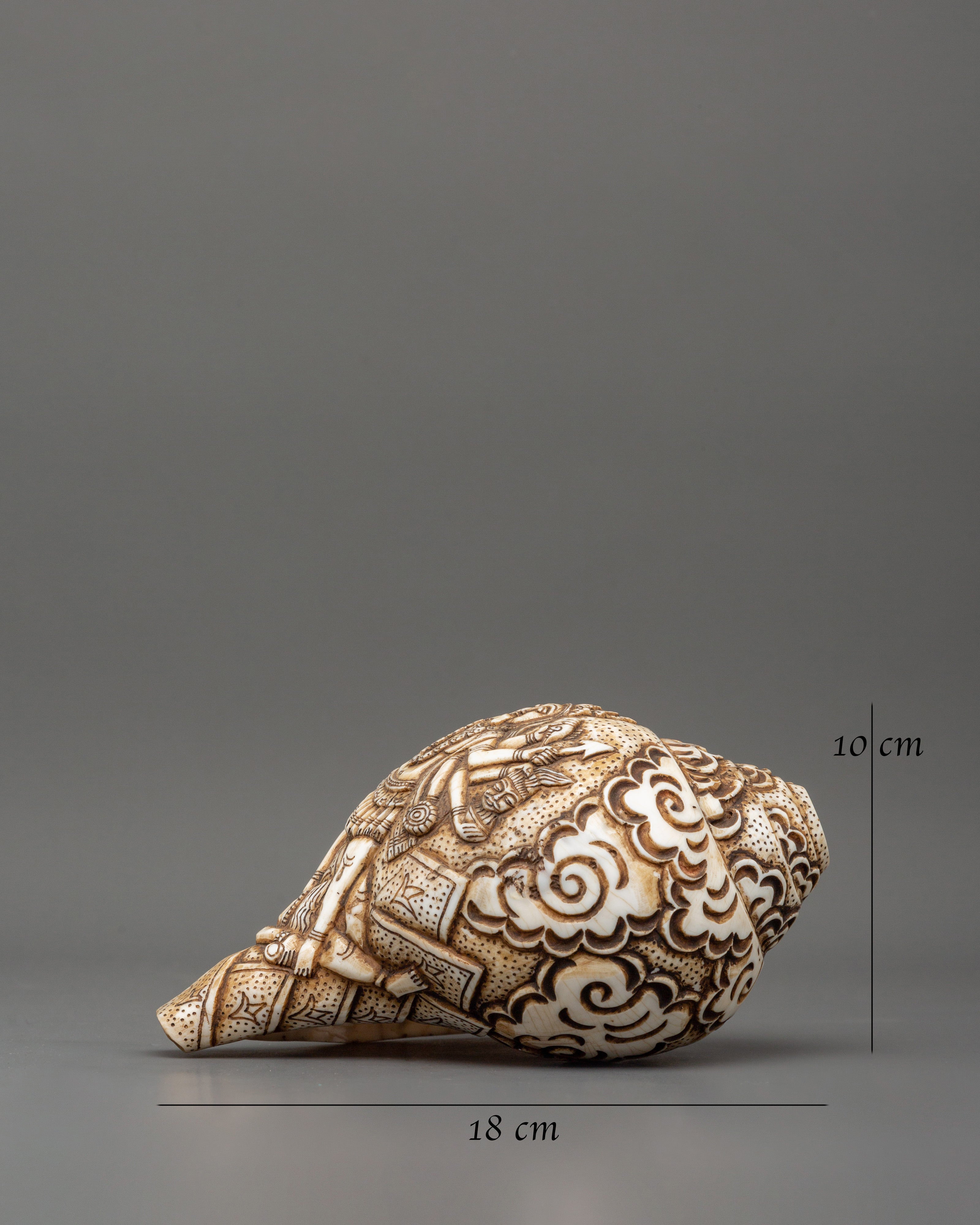 Kali Mata Carved Conch | Spiritual Hindu Pooja Conch