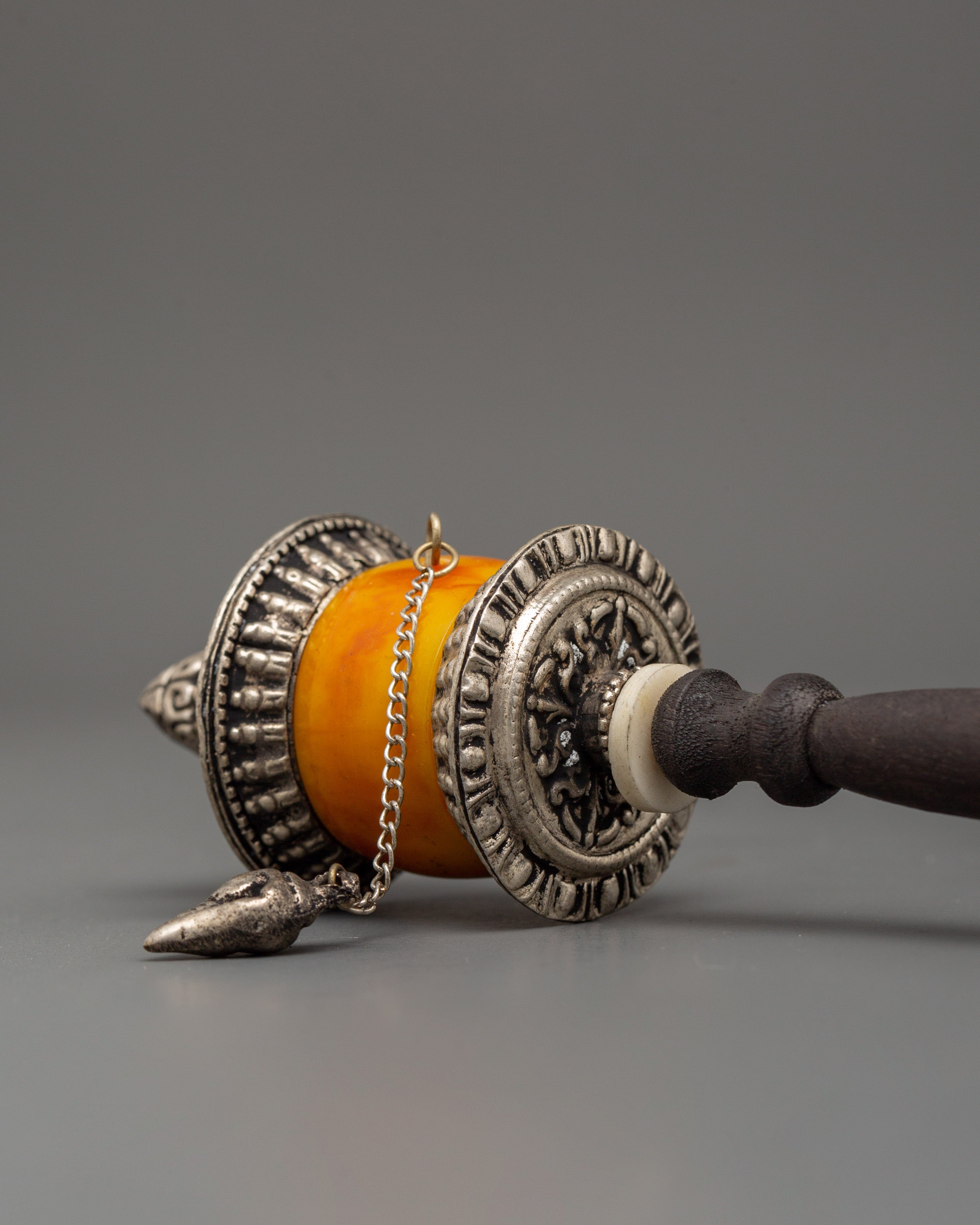 Tibetan Prayer Wheel with Amber | Perfect for Meditation, Rituals, and Spiritual Energy Flow