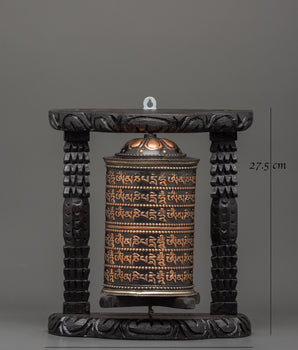 Prayer Wheel with Tibetan Mantras Carved | Meditation, Altar & Rituals Item