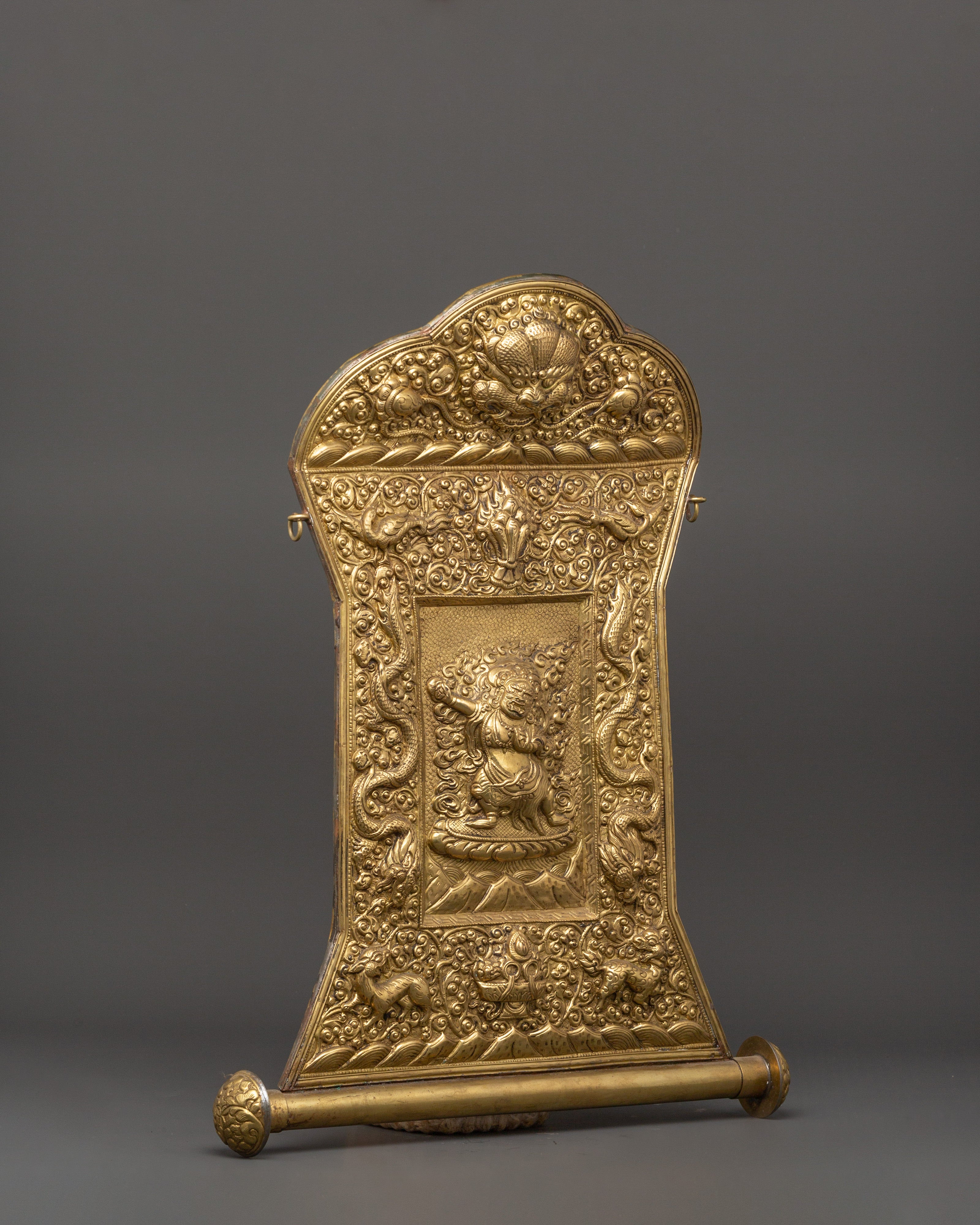 Tibetan Brass Wall Hanging | Ritual Shrine Art