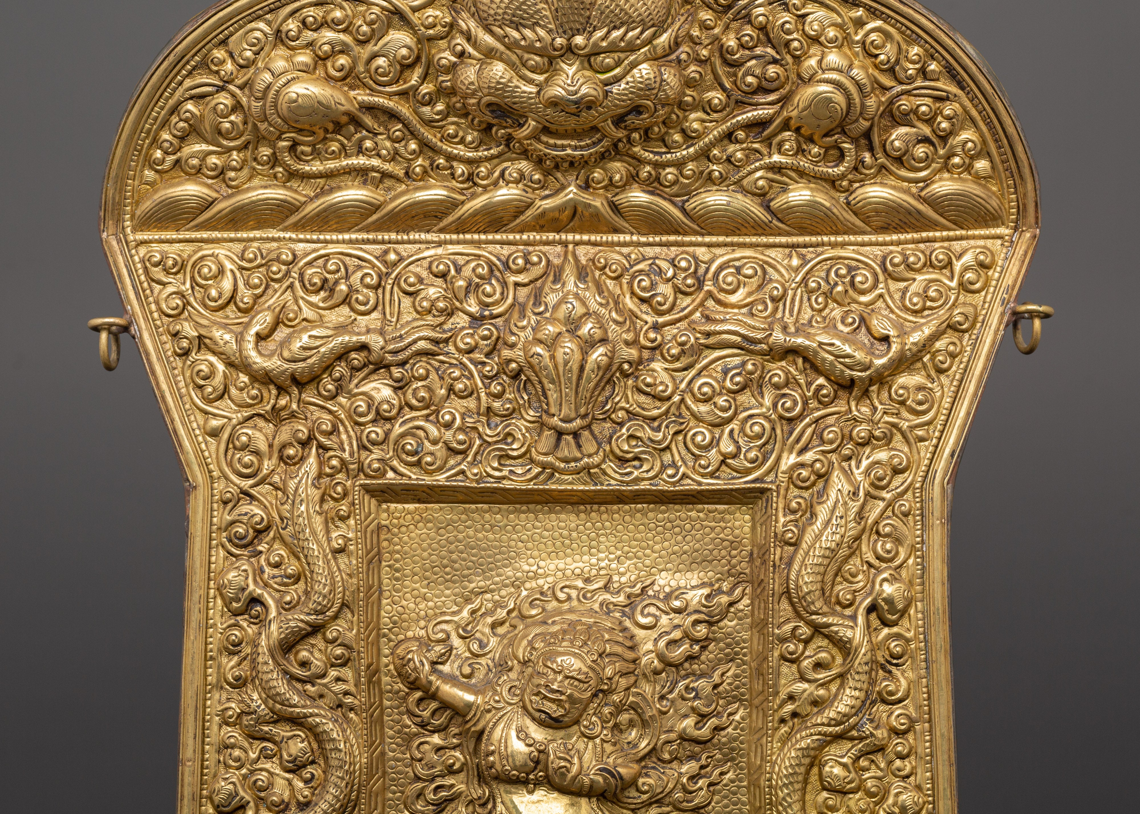 Tibetan Brass Wall Hanging | Ritual Shrine Art
