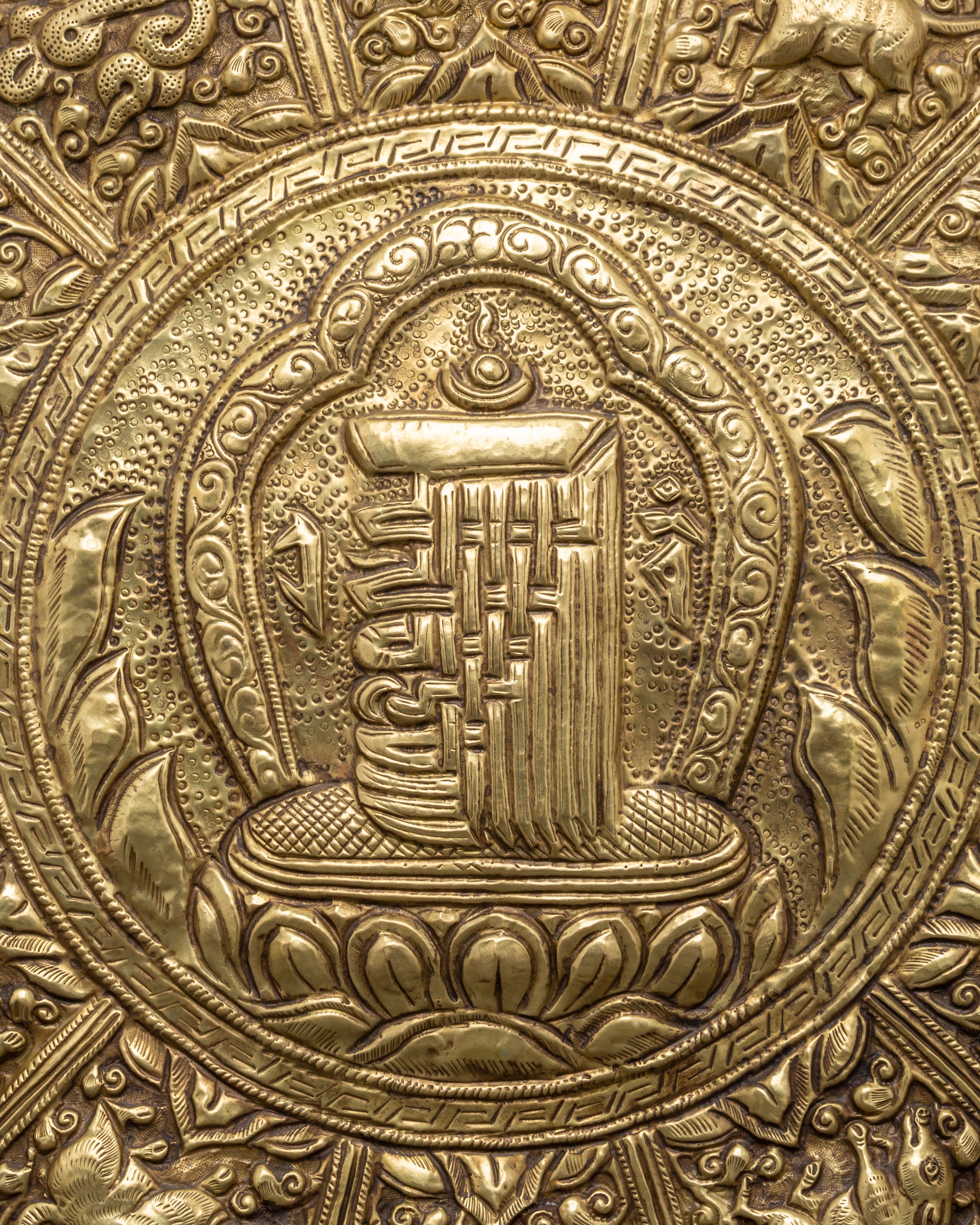 Wall Hanging with Sacred Symbols | Handcrafted Brass Spiritual Decor