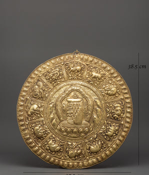 Wall Hanging with Sacred Symbols | Handcrafted Brass Spiritual Decor