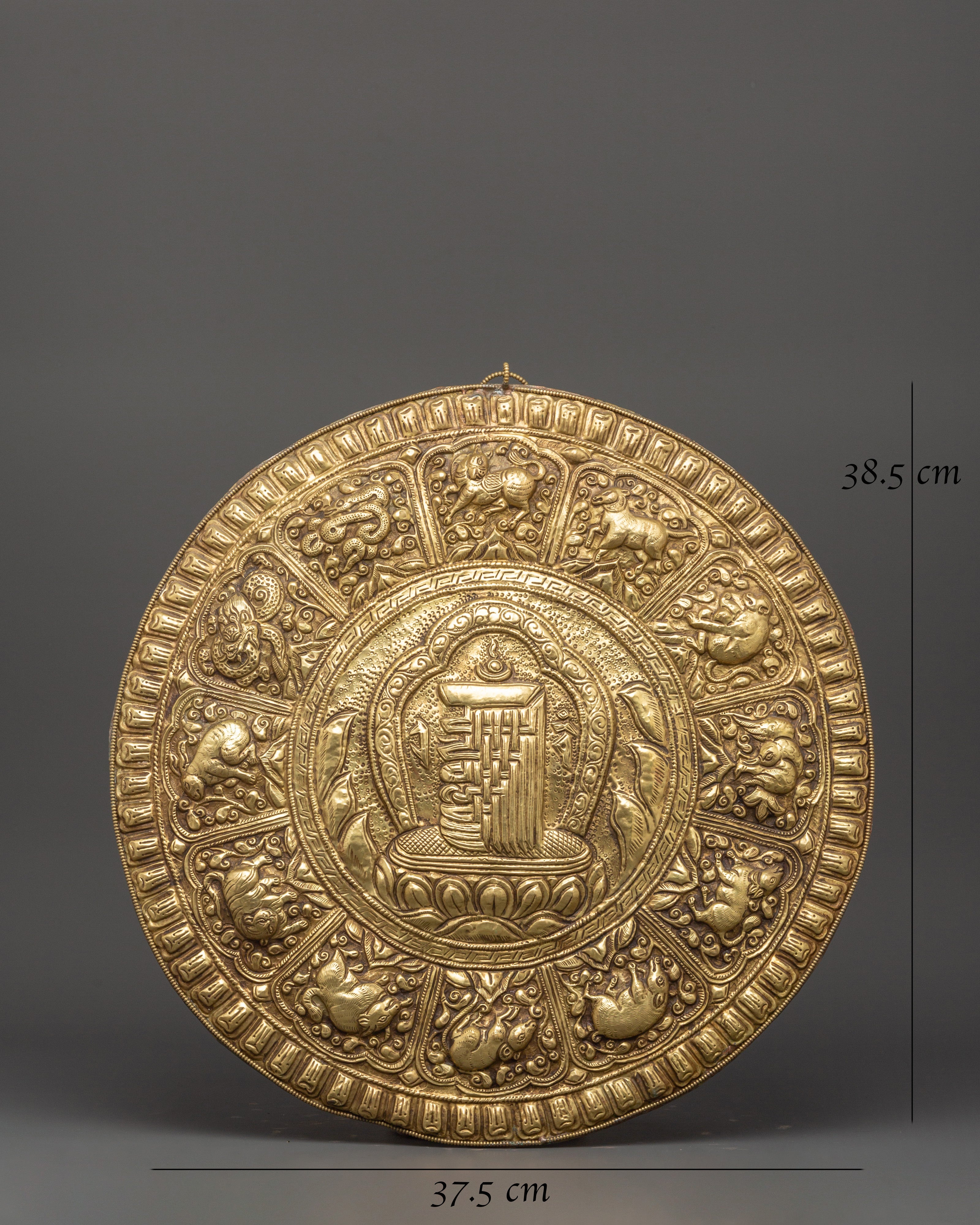 Wall Hanging with Sacred Symbols | Handcrafted Brass Spiritual Decor