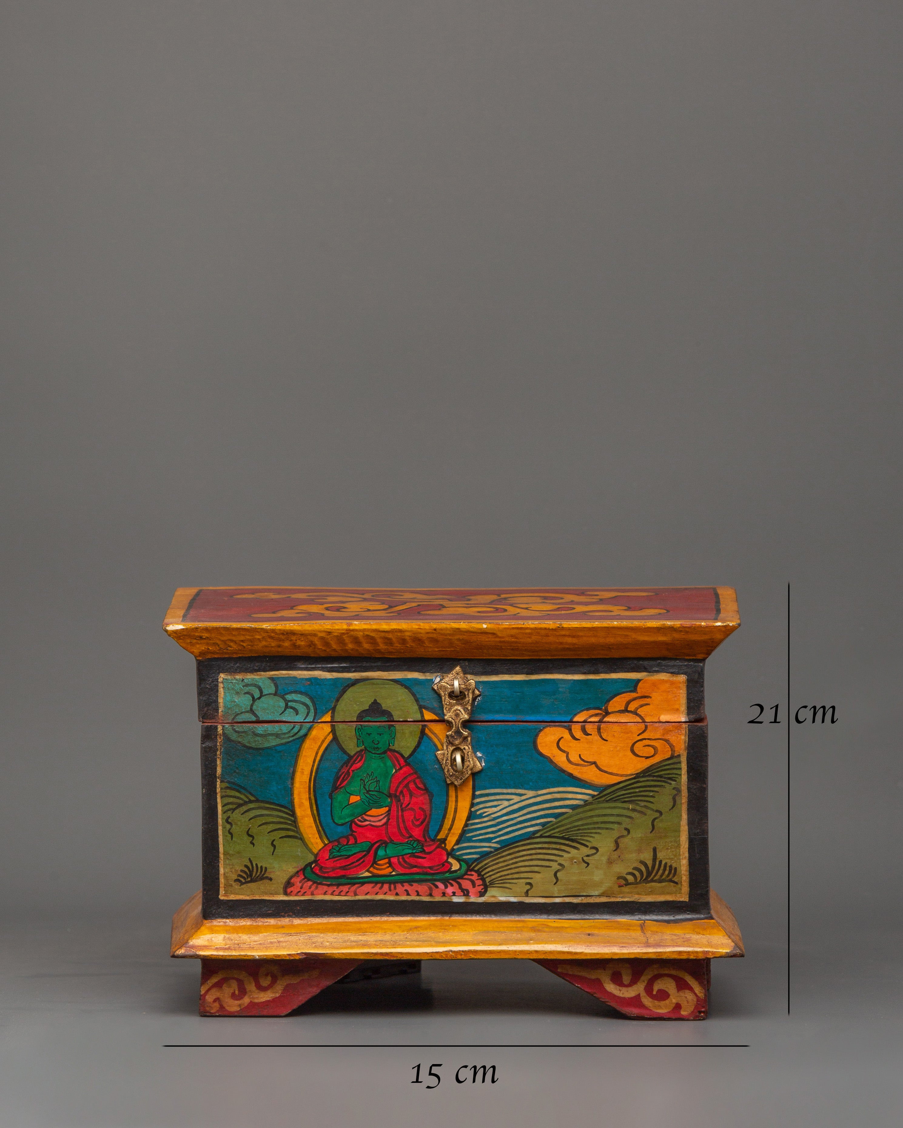 Box with Amoghasiddhi Buddha Painting | Hand-Painted Sacred Storage