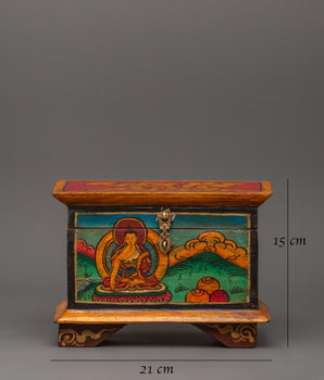Box with Shakyamuni Buddha Paint | Tibetan Home Decor