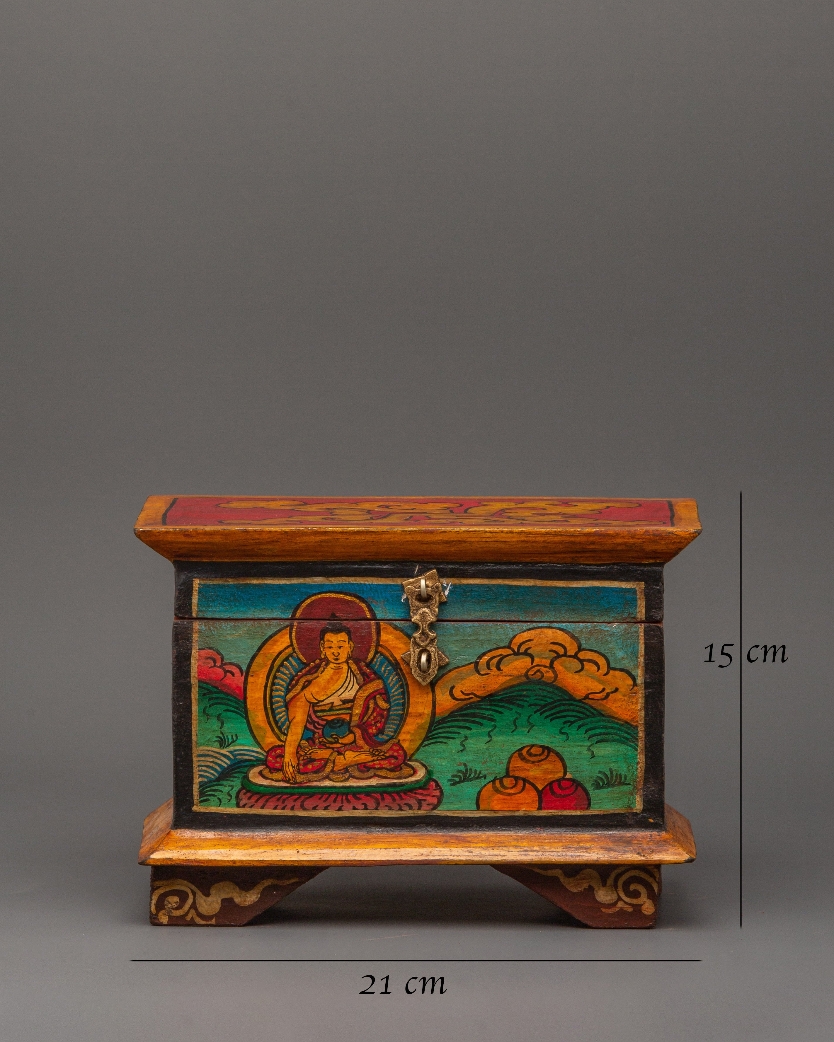 Box with Shakyamuni Buddha Paint | Tibetan Home Decor
