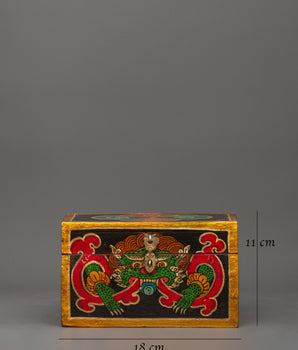 Hand-Painted Tibetan Wooden Box | Colorful Himalayan Home Decor