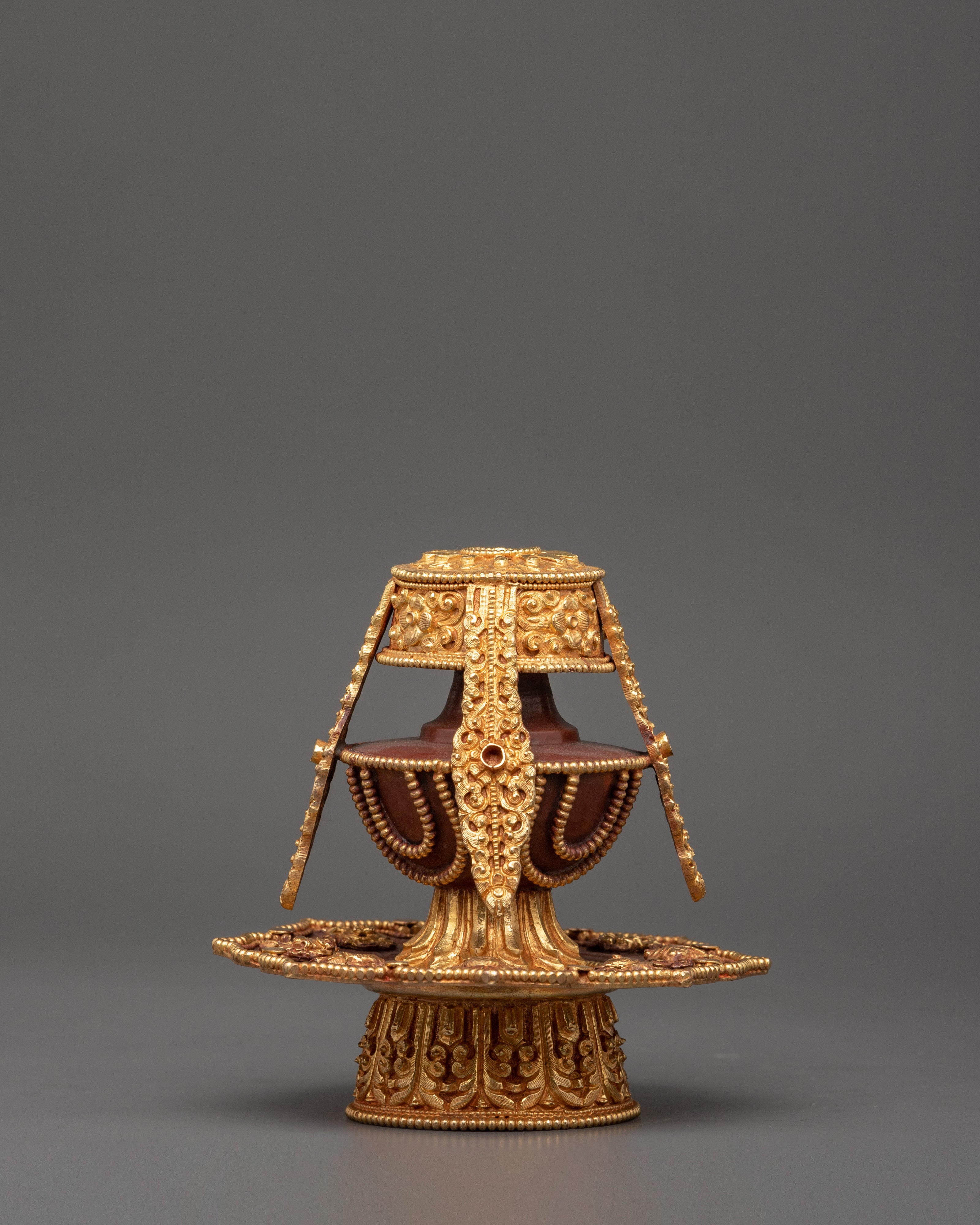 Gold Plated Long Life Vase | Tibetan Copper Longevity Vase