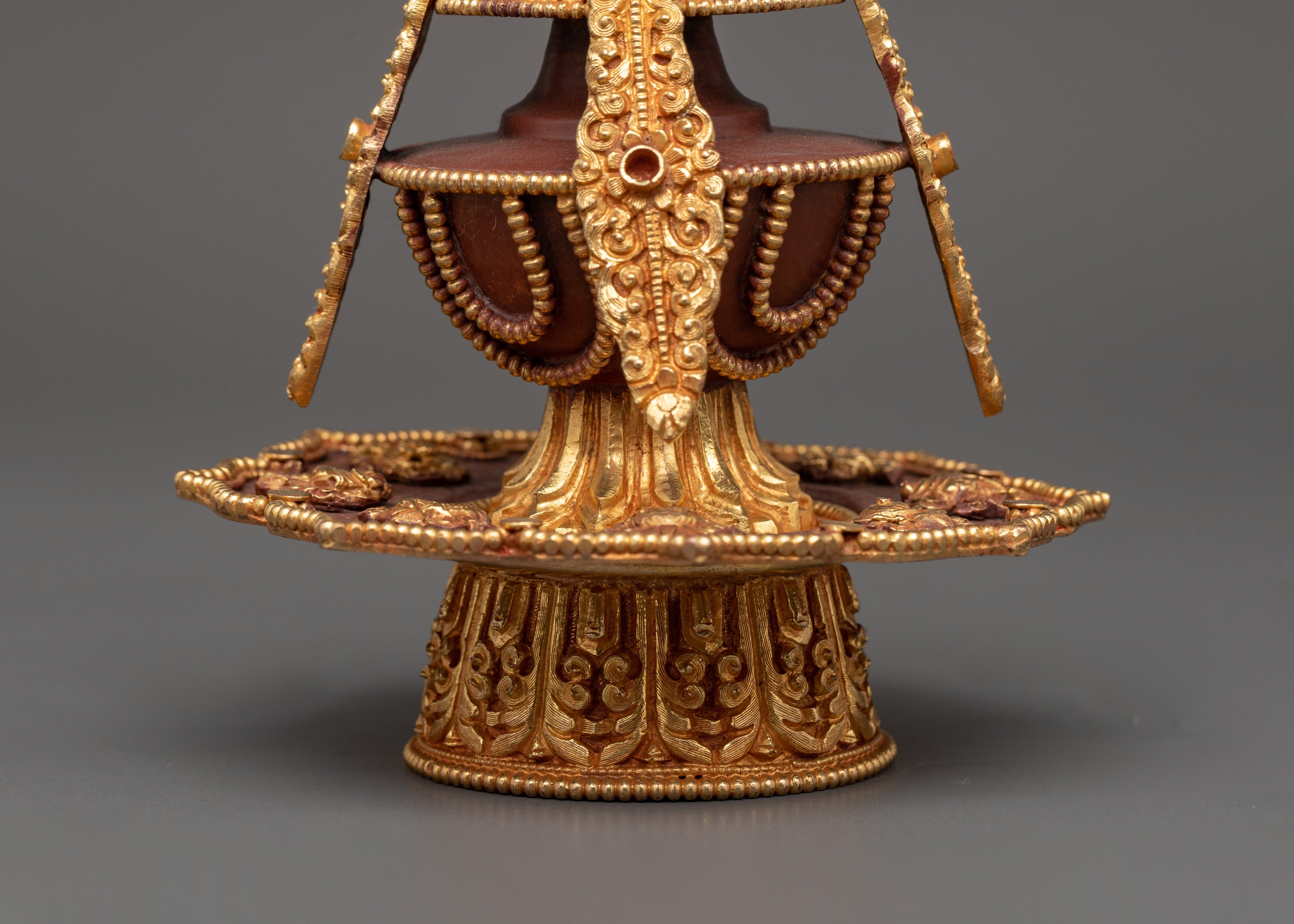 Gold Plated Long Life Vase | Tibetan Copper Longevity Vase