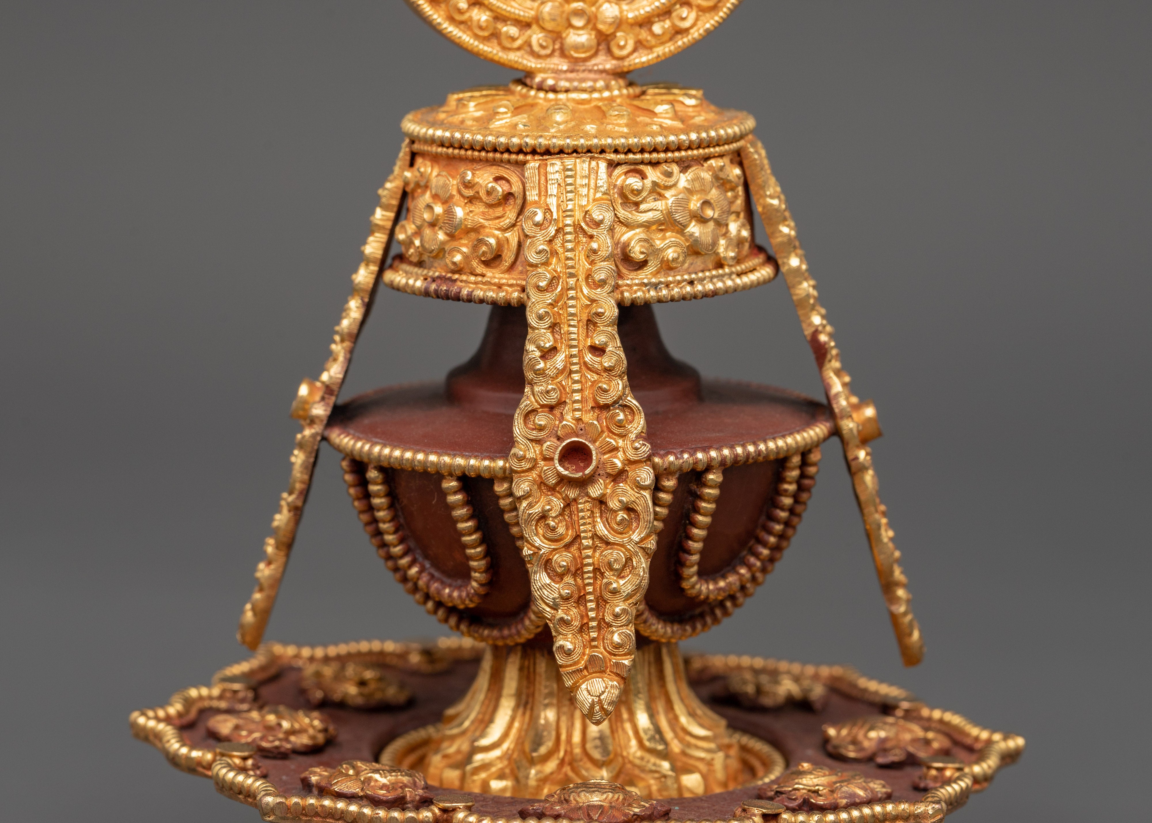 Gold Plated Long Life Vase | Tibetan Copper Longevity Vase