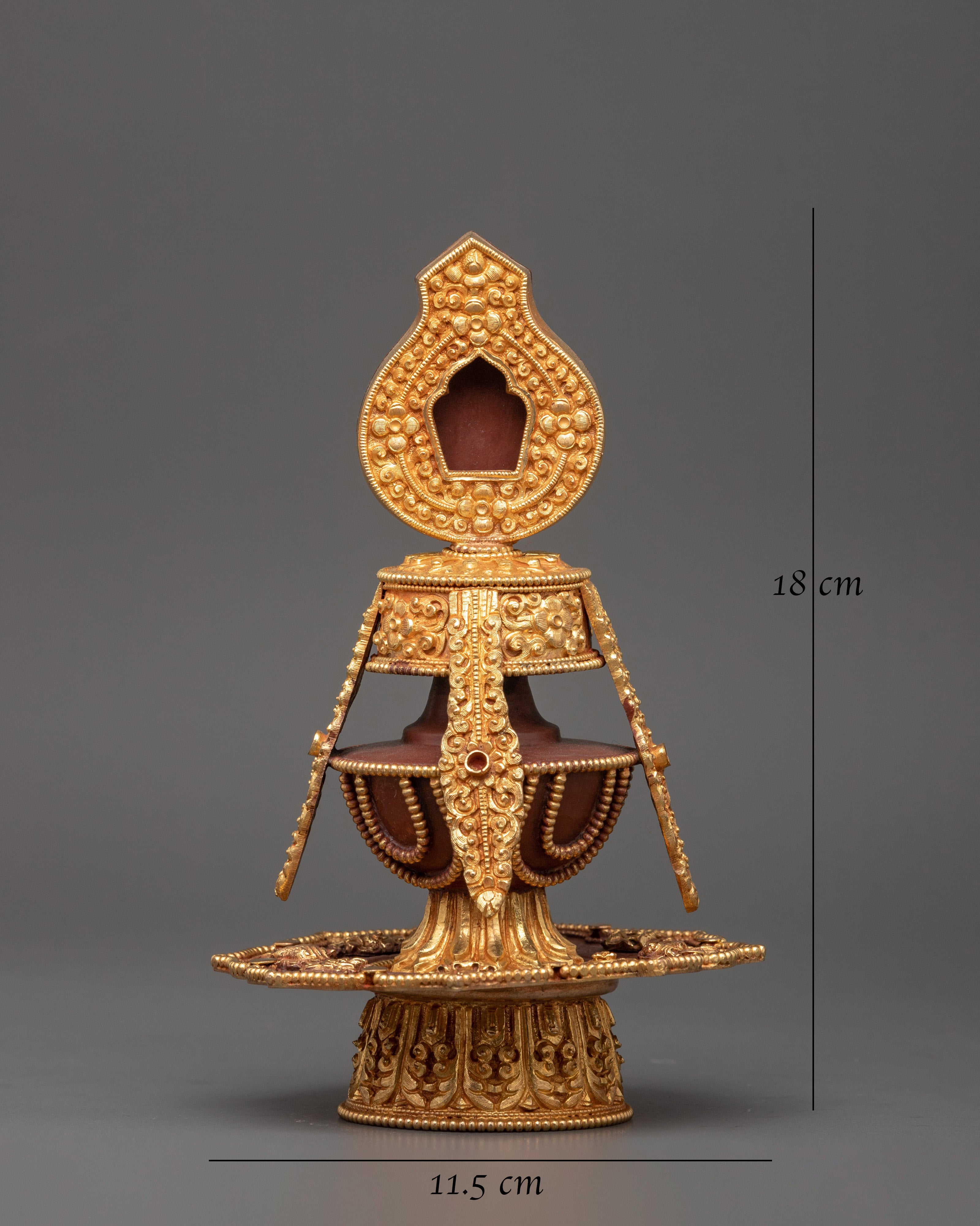 Gold Plated Long Life Vase | Tibetan Copper Longevity Vase