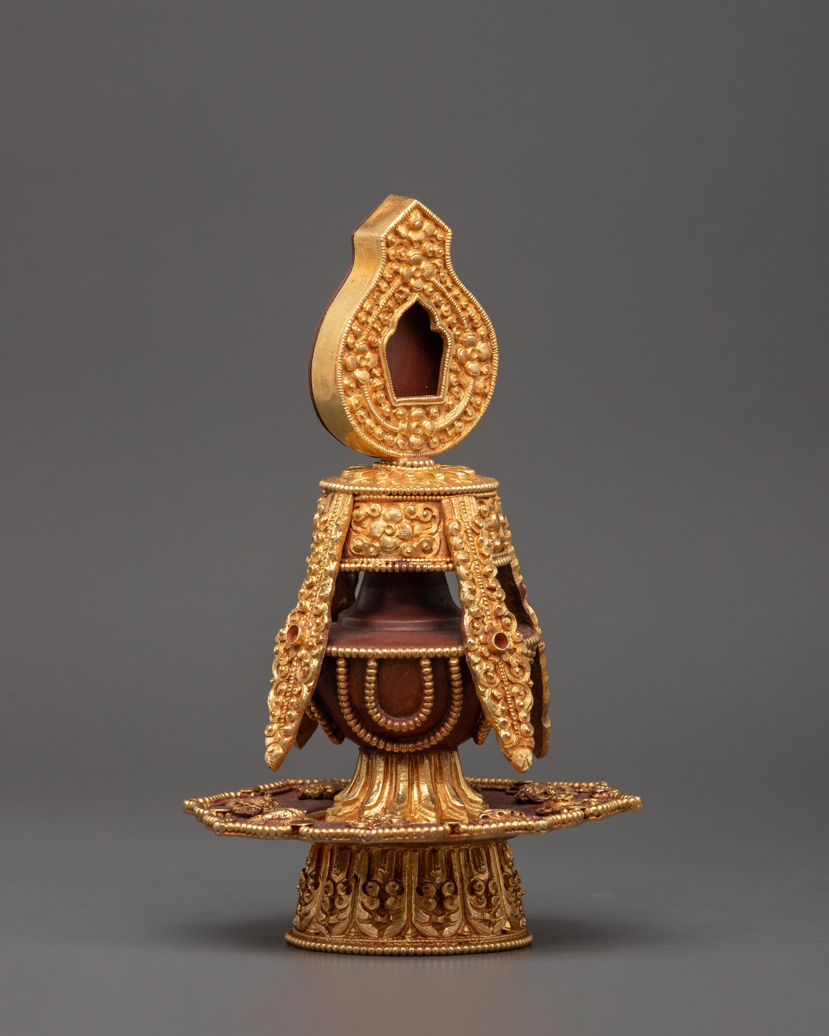 Gold Plated Long Life Vase | Tibetan Copper Longevity Vase