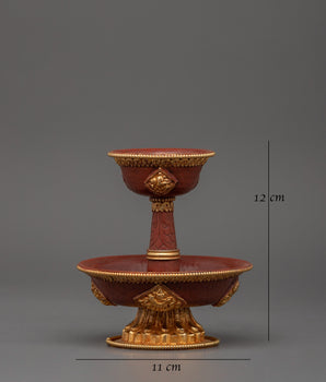Gold-Plated Copper Serkyem Set |  Tibetan Tea Offering Vessel