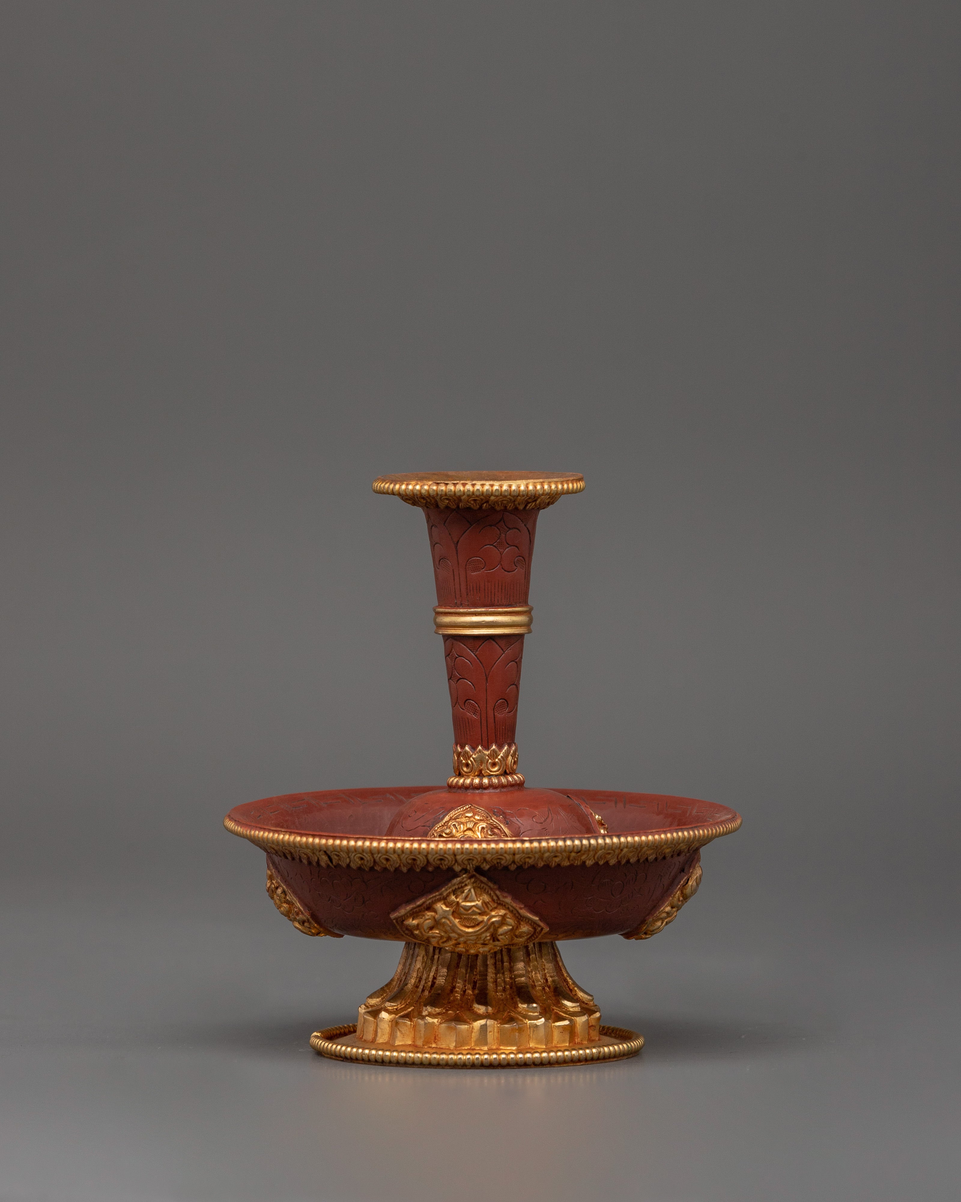 Gold-Plated Copper Serkyem Set |  Tibetan Tea Offering Vessel