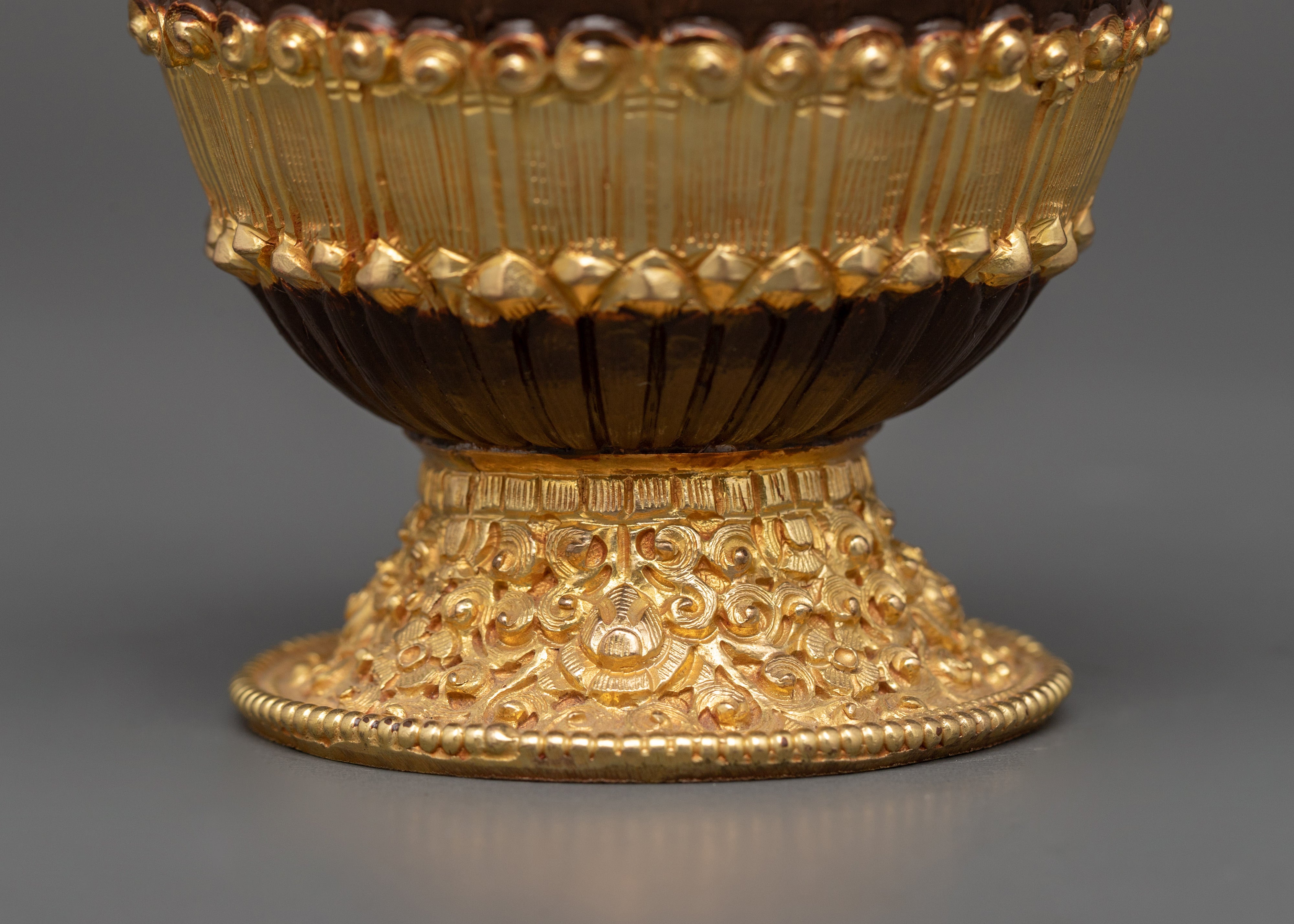 Gold Plated Tibetan Copper Rice Pot | Handcrafted Tibetan Buddhist Artwork