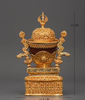 Gold-Plated Kapala Skull Cup | Ritual Skull Cup for Vajrayana Offerings