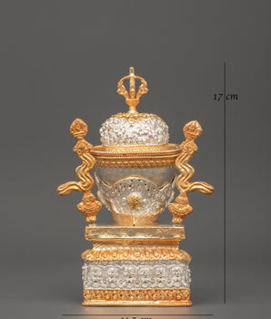 Silver & Gold-Plated Kapala Skull Cup | Tibetan Ritual Offering Bowl