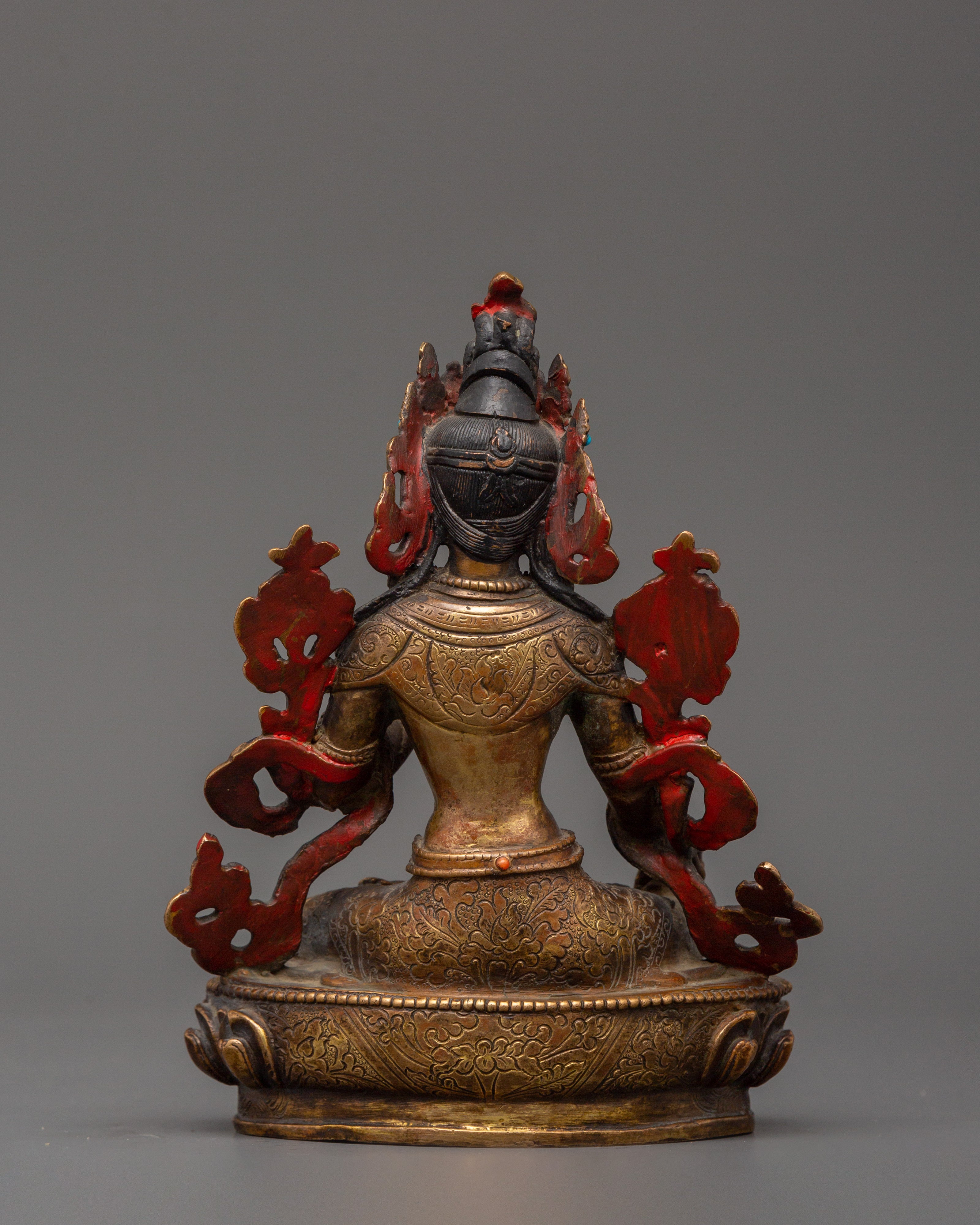 Tibetan White Tara Sculpture | Gold-Plated Copper Deity of Compassion