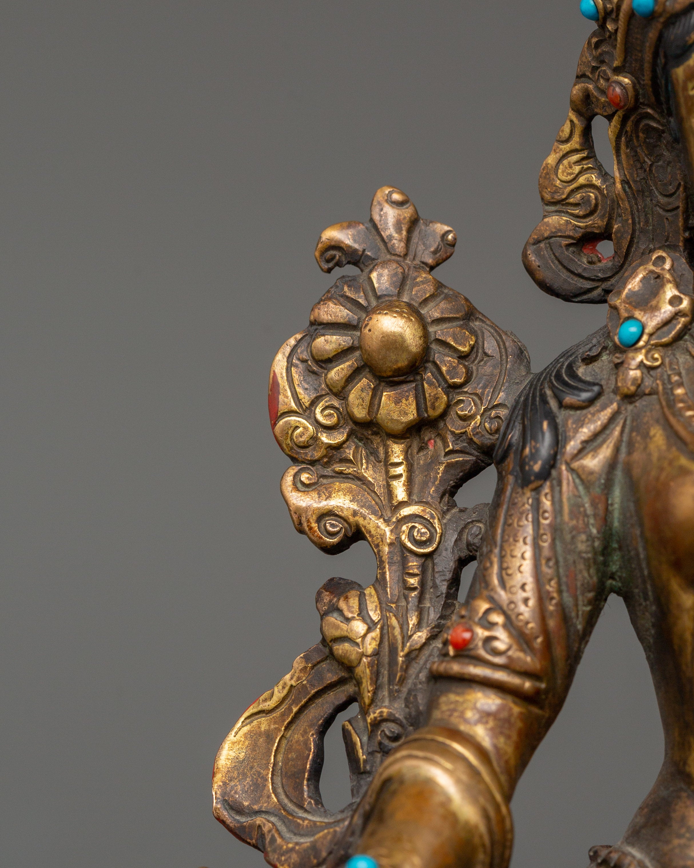 Tibetan White Tara Sculpture | Gold-Plated Copper Deity of Compassion