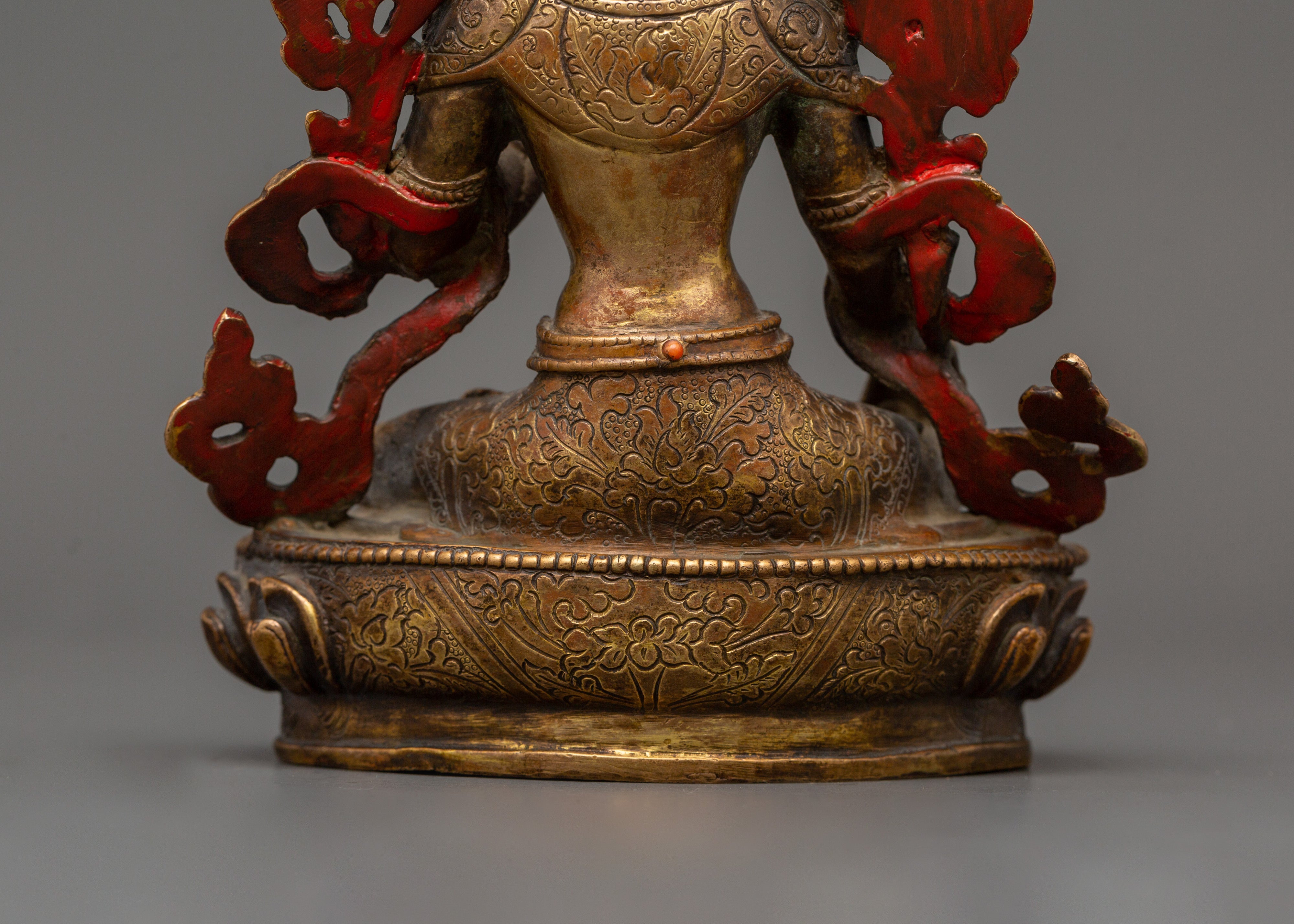 Tibetan White Tara Sculpture | Gold-Plated Copper Deity of Compassion
