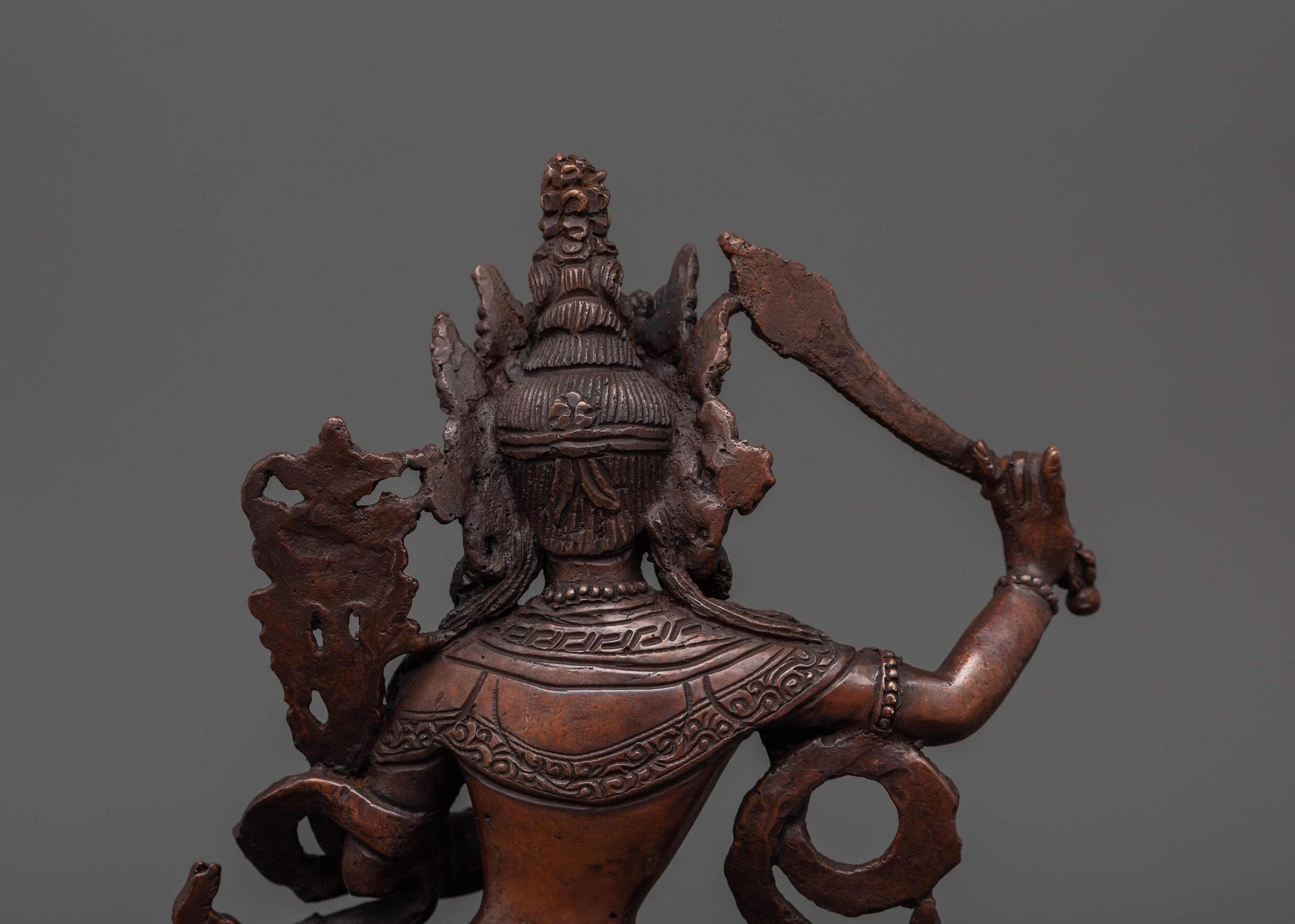 Sacred Manjushri Sculpture | Oxidized Copper Buddhist Bodhisattva of Wisdom