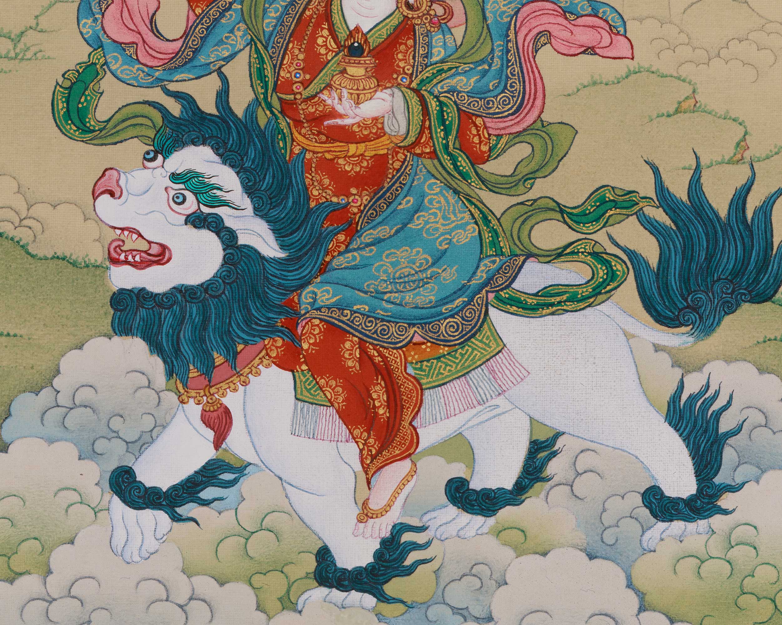 Traditional Tsheringma With Milarepa Thangka | Symbolized Wisdom and Spiritual Guidance