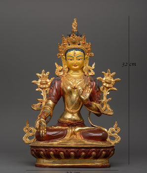 White Tara Tibetan Healing Deity Statue | Swift Action & Compassion Goddess