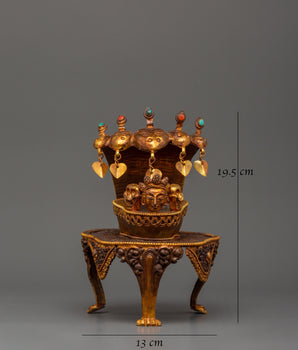 Kapala Skull Cup with Coral & Turquoise | Buddhist Altar Offering with Gemstones