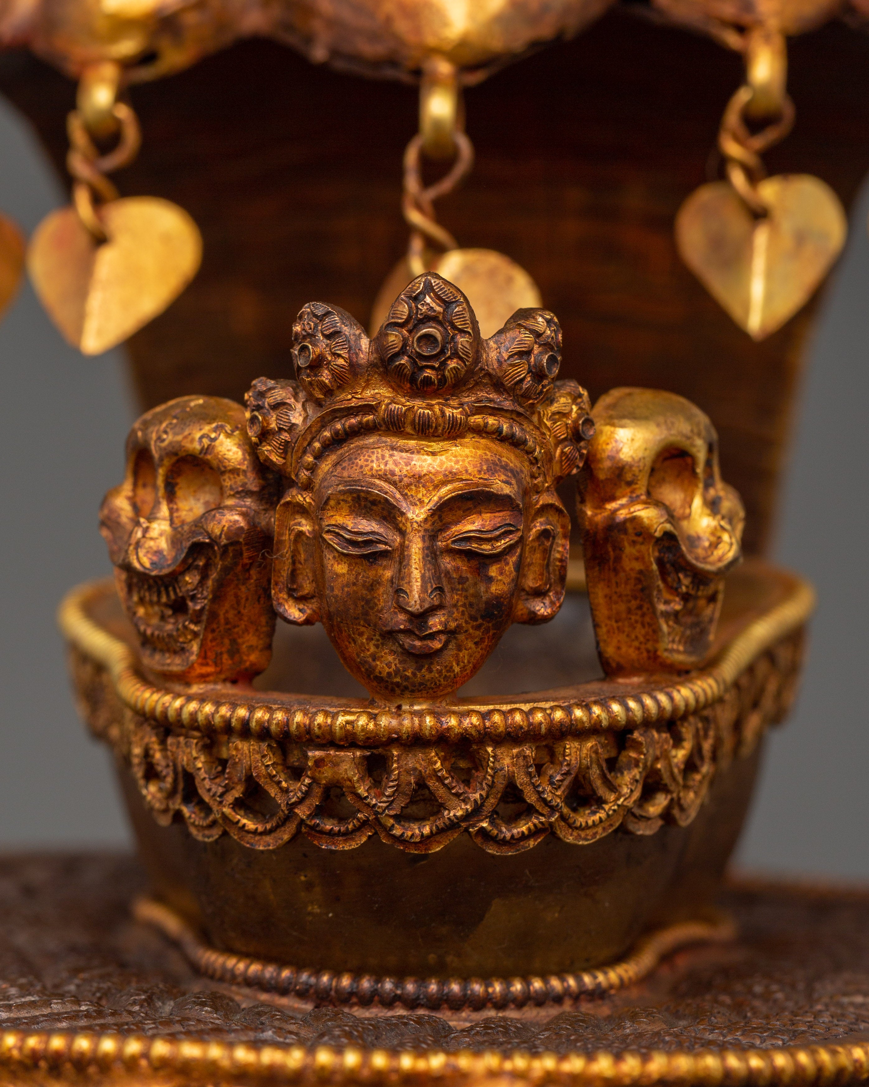 Kapala Skull Cup with Coral & Turquoise | Buddhist Altar Offering with Gemstones