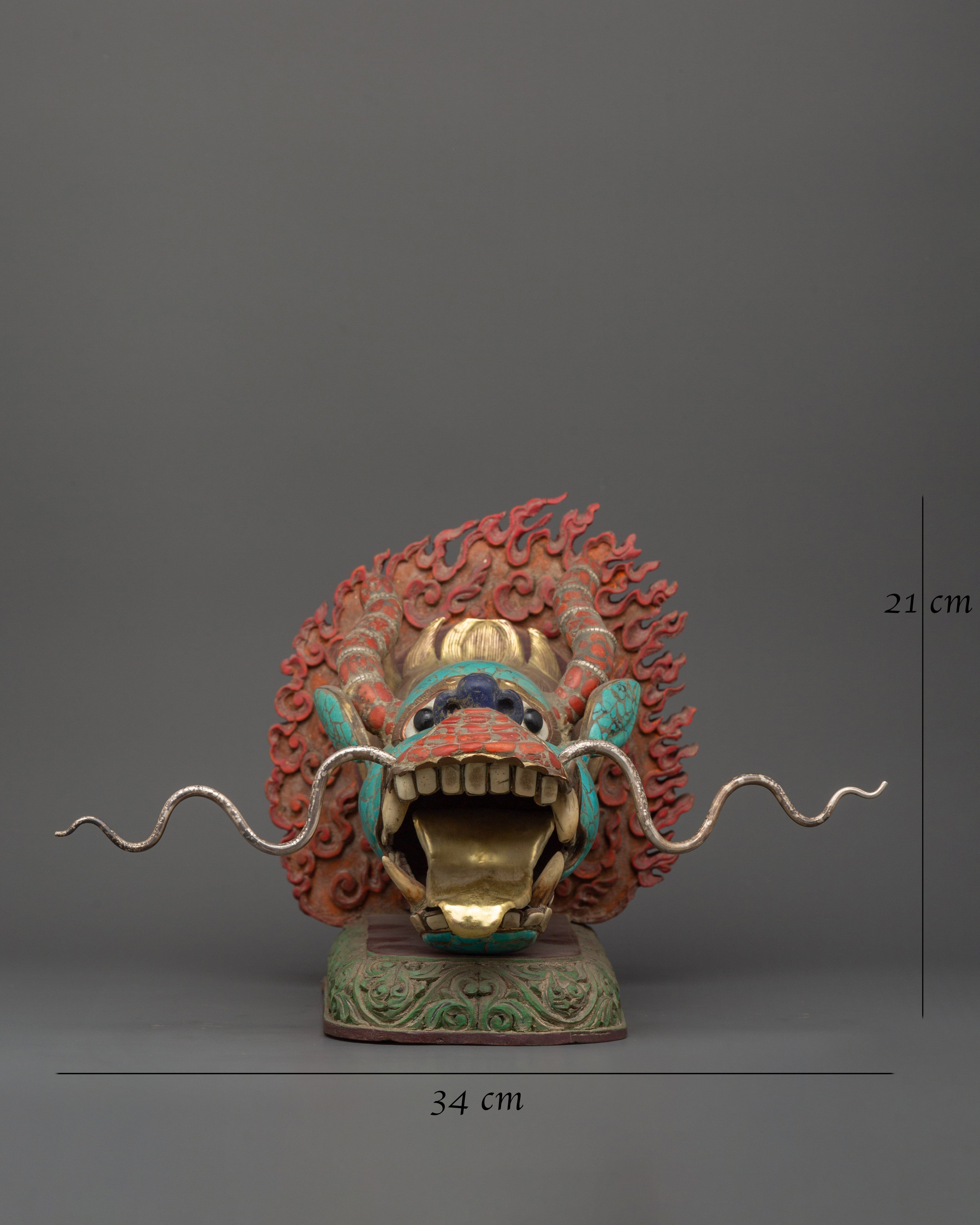 Tibetan Dragon Head Decor Sculpture |  Himalayan Decor Art