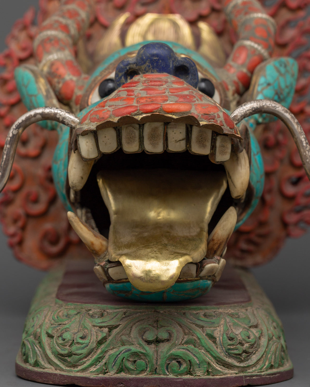 Tibetan Dragon Head Decor Sculpture |  Himalayan Decor Art