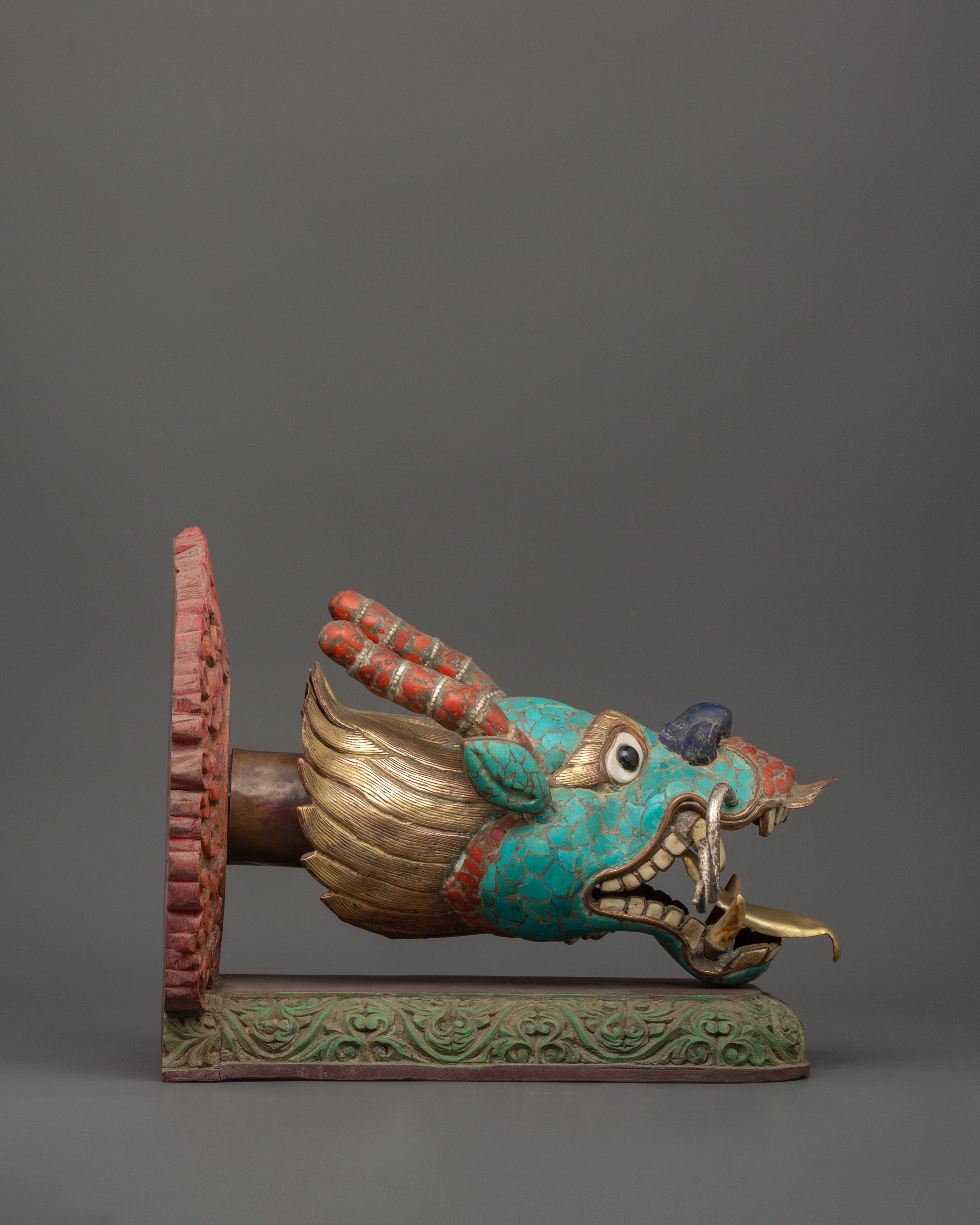 Tibetan Dragon Head Decor Sculpture |  Himalayan Decor Art