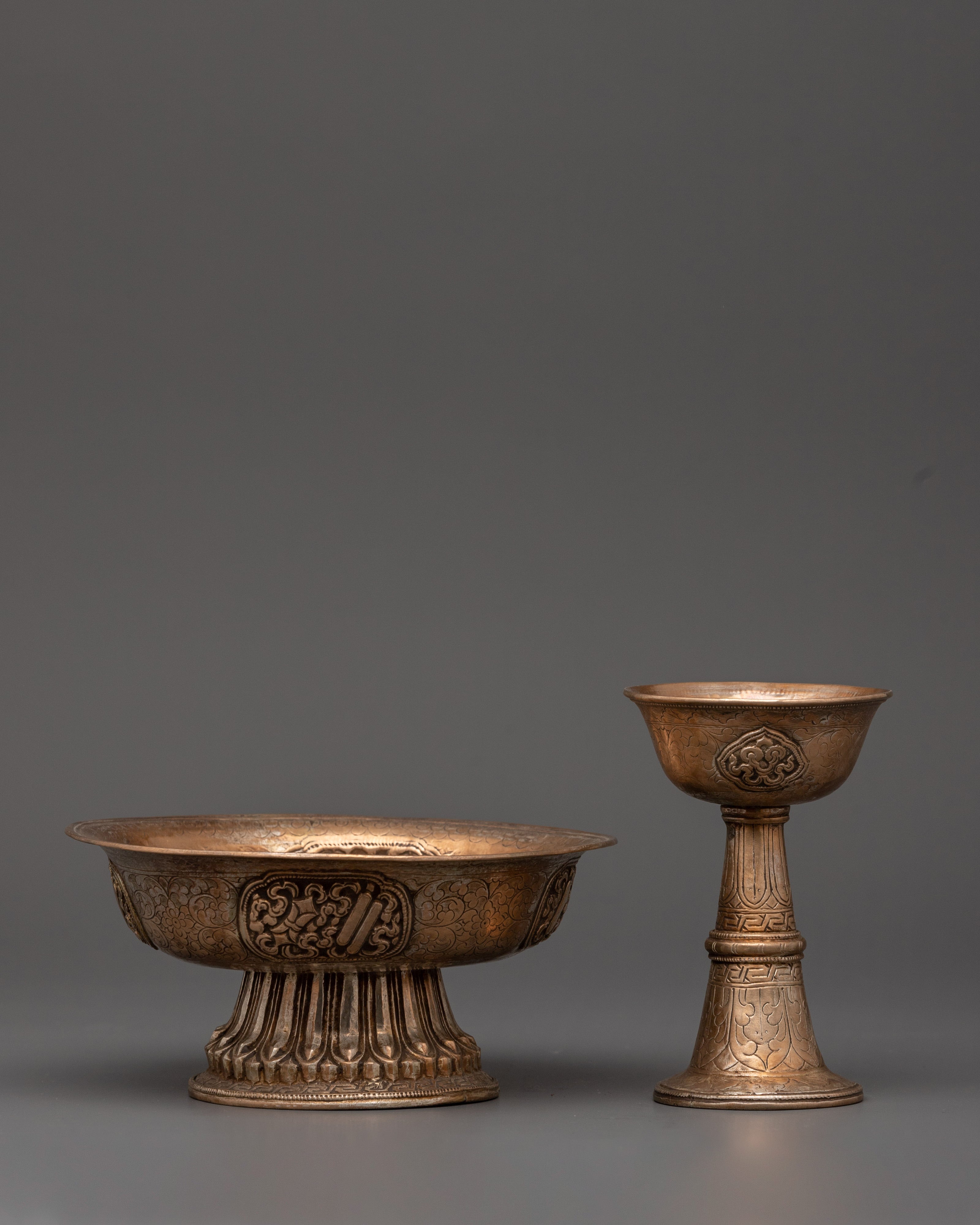 Silver Antique Serkyem Set | Offerings to Dharma Protectors