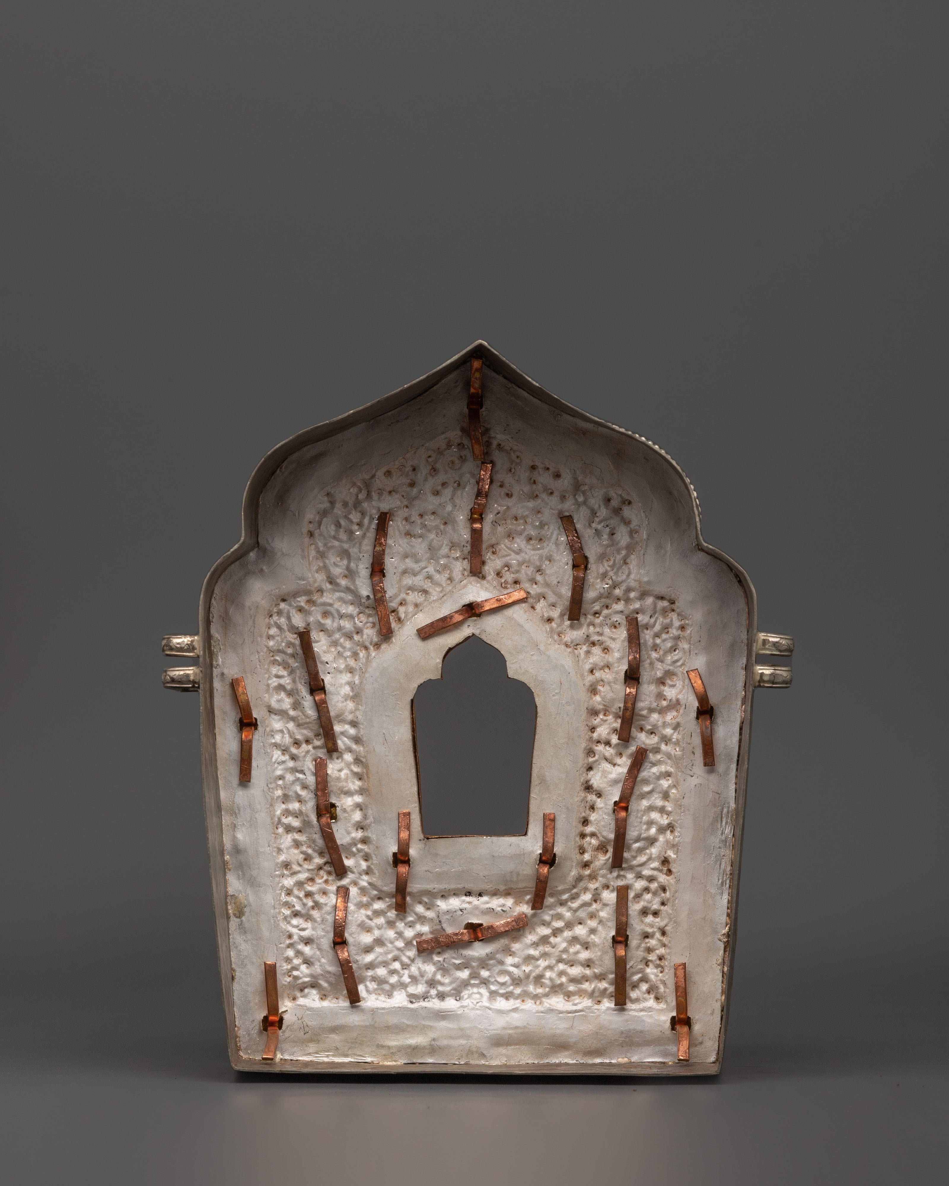Buddhist Portable Ghau Box | Gold & Silver-Plated Copper Shrine Box