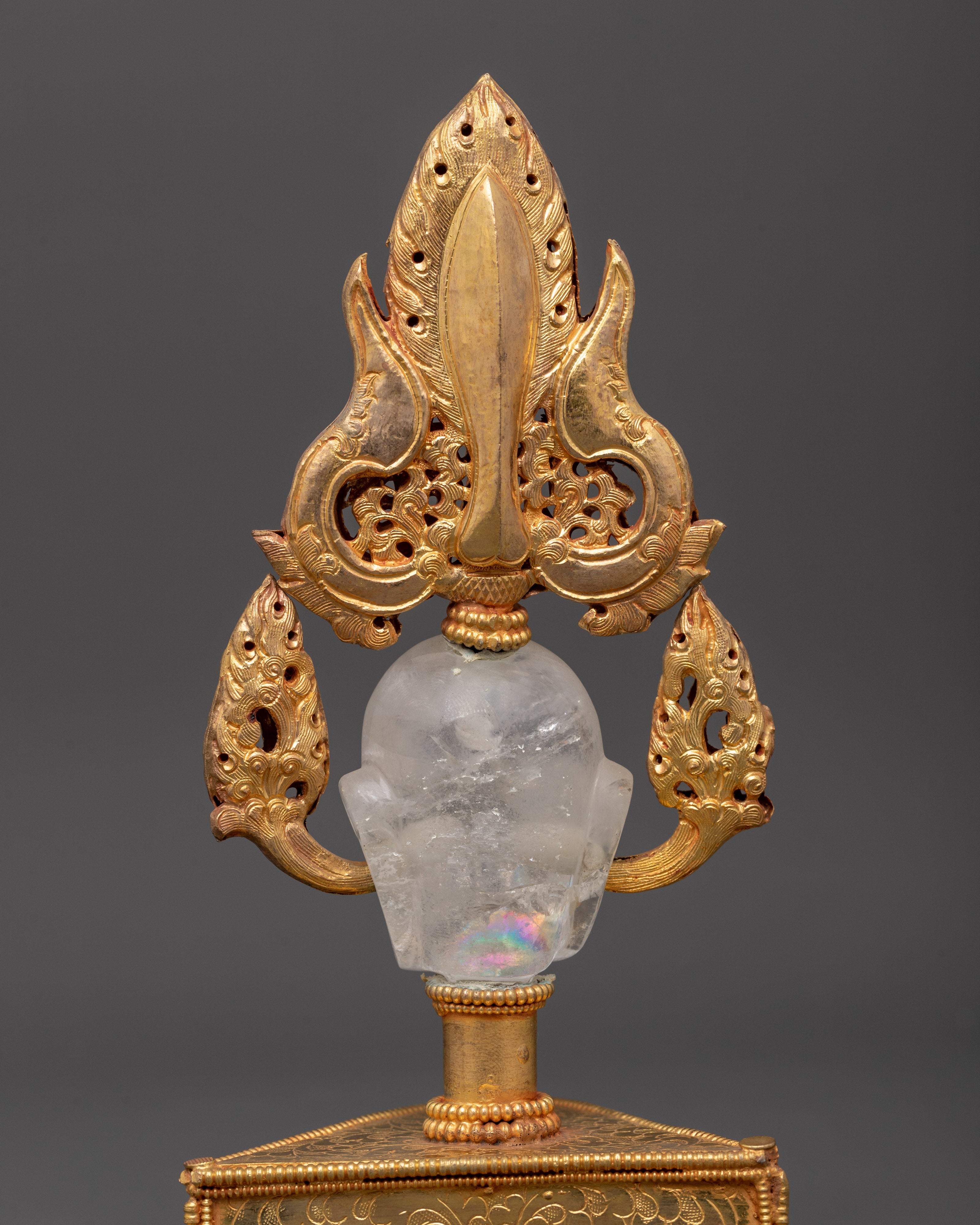 Skull Head Decor Item | Crystal, Copper & Gold Plated Unique Artwork