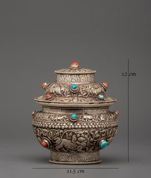 Rice Pot Crafted with Pure Silver | Religious Decor