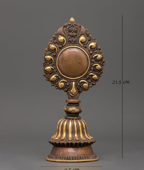Handcrafted Newari Artifact | Traditional Copper Mirror with Gold Plating