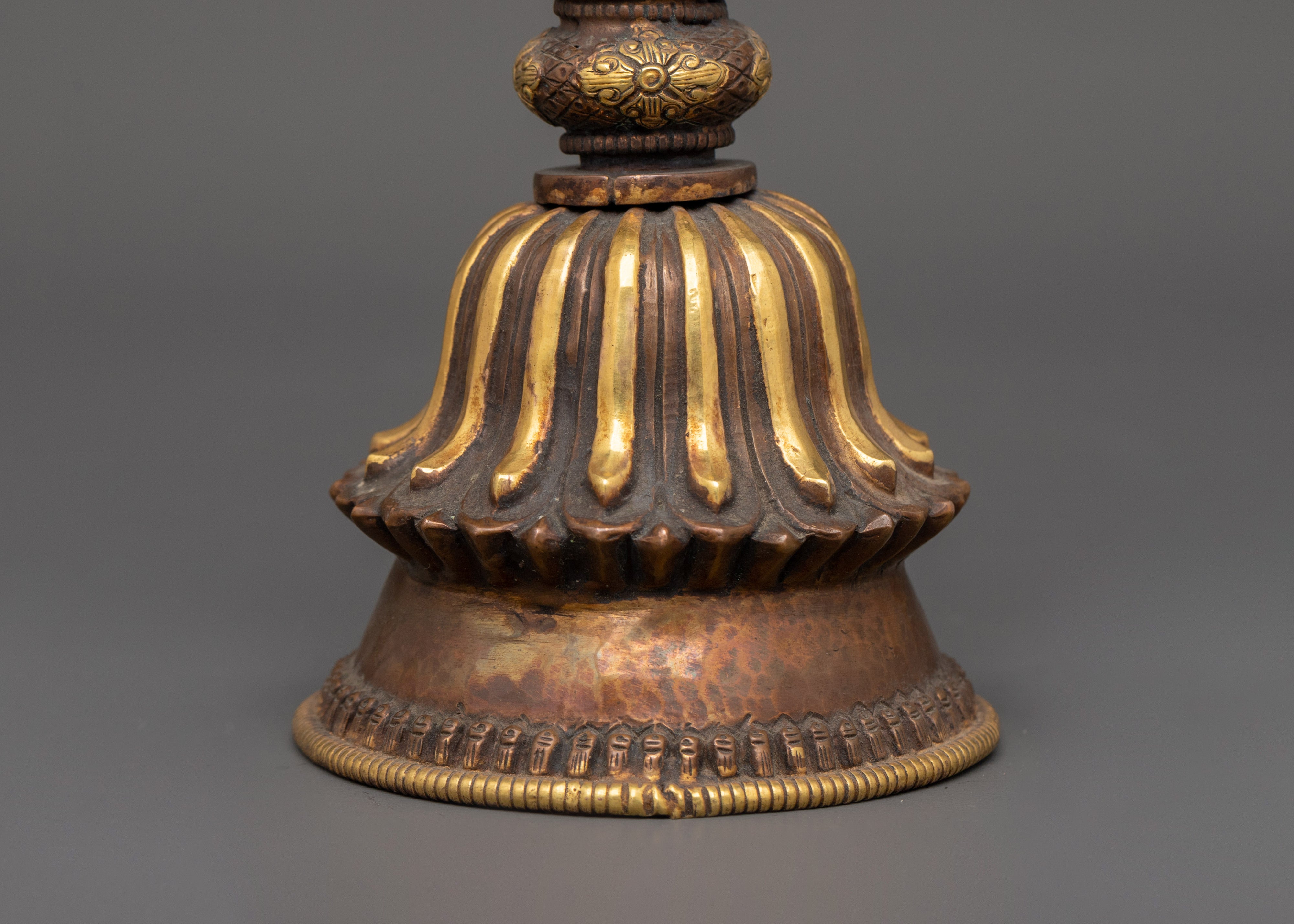 Handcrafted Newari Artifact | Traditional Copper Mirror with Gold Plating