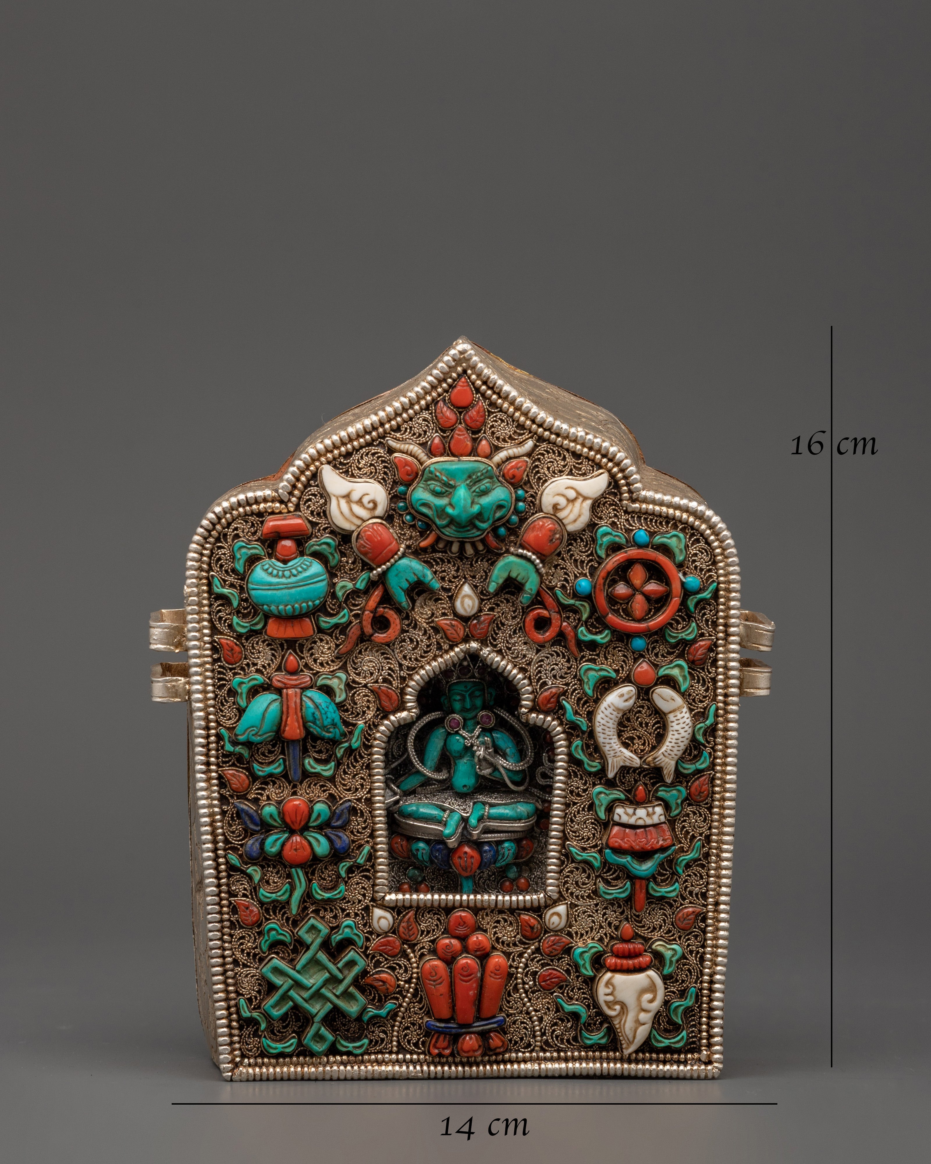 Ghau Box with Eight Auspicious Symbols | Tibetan Sacred Treasure Box