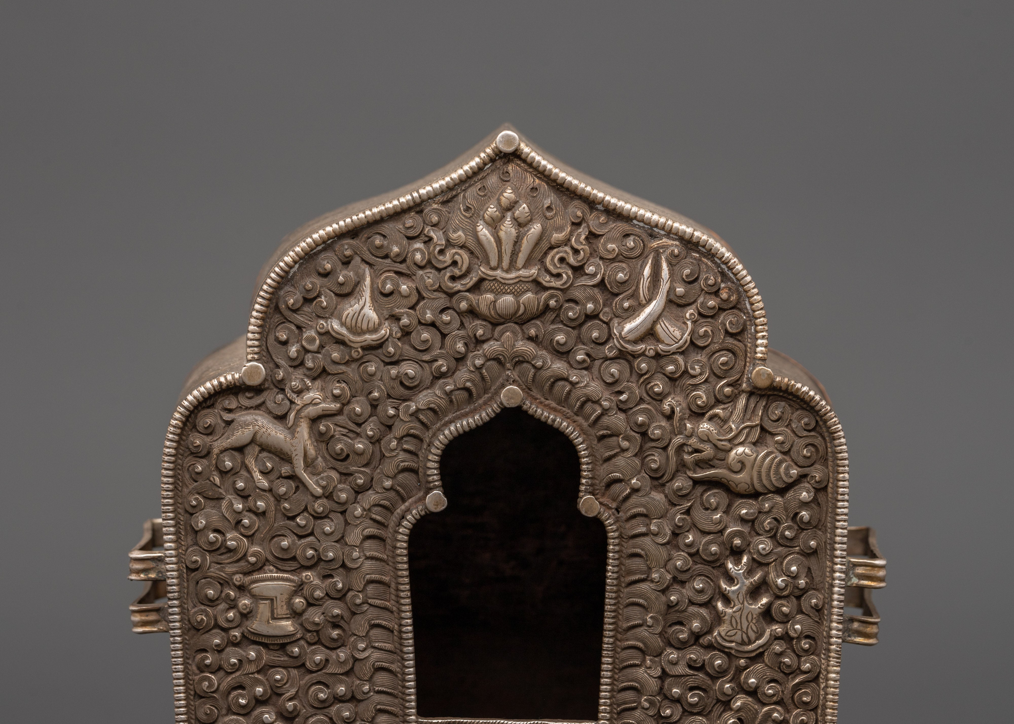 Buddhist Tibetan Ghau Box | Handcrafted Tibetan Silver Ghau Box