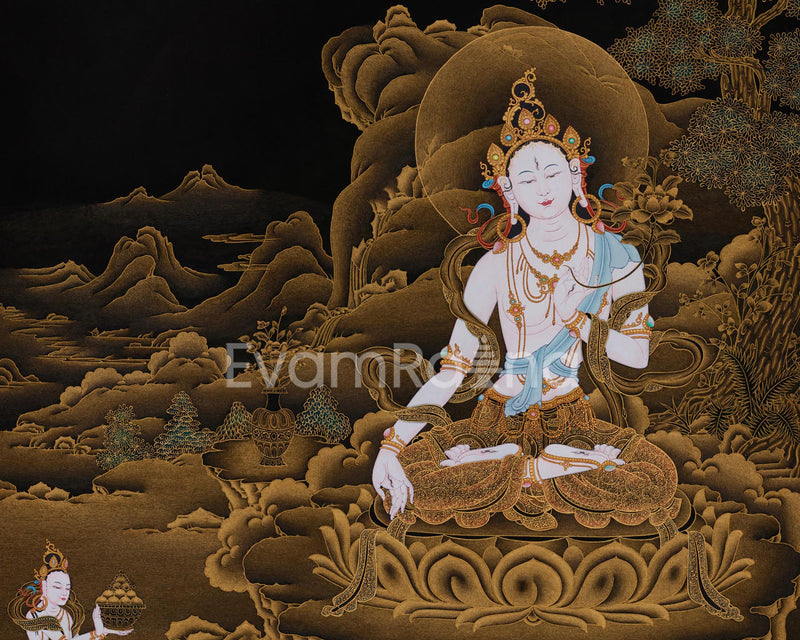 Sita Tara 24K Gold Thangka |  Divine Feminine | Compassion and Healing Art