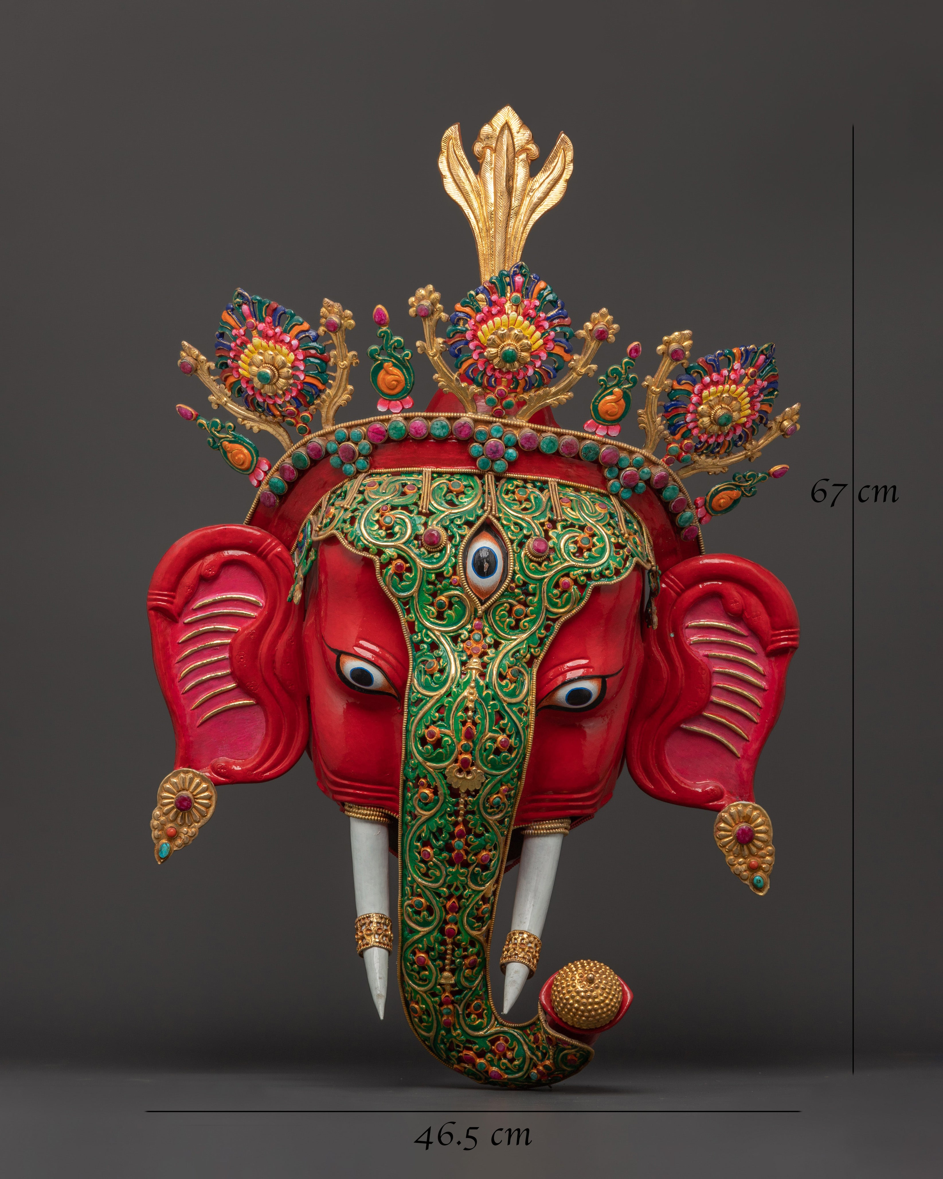 Elephant Head Gold Gilded Wall Hanging | Handcrafted Art
