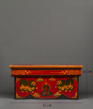 Hand-Painted Tibetan Wooden Folding Table | Snow Lion Ritual Altar Table