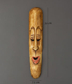 Hand-Carved Wooden Tribal Mask Wall Hanging | Ethnic Face Art in Acrylic