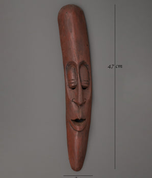 Handcrafted Tibetan Wooden Long Face Mask | Acrylic Painted Decorative Art