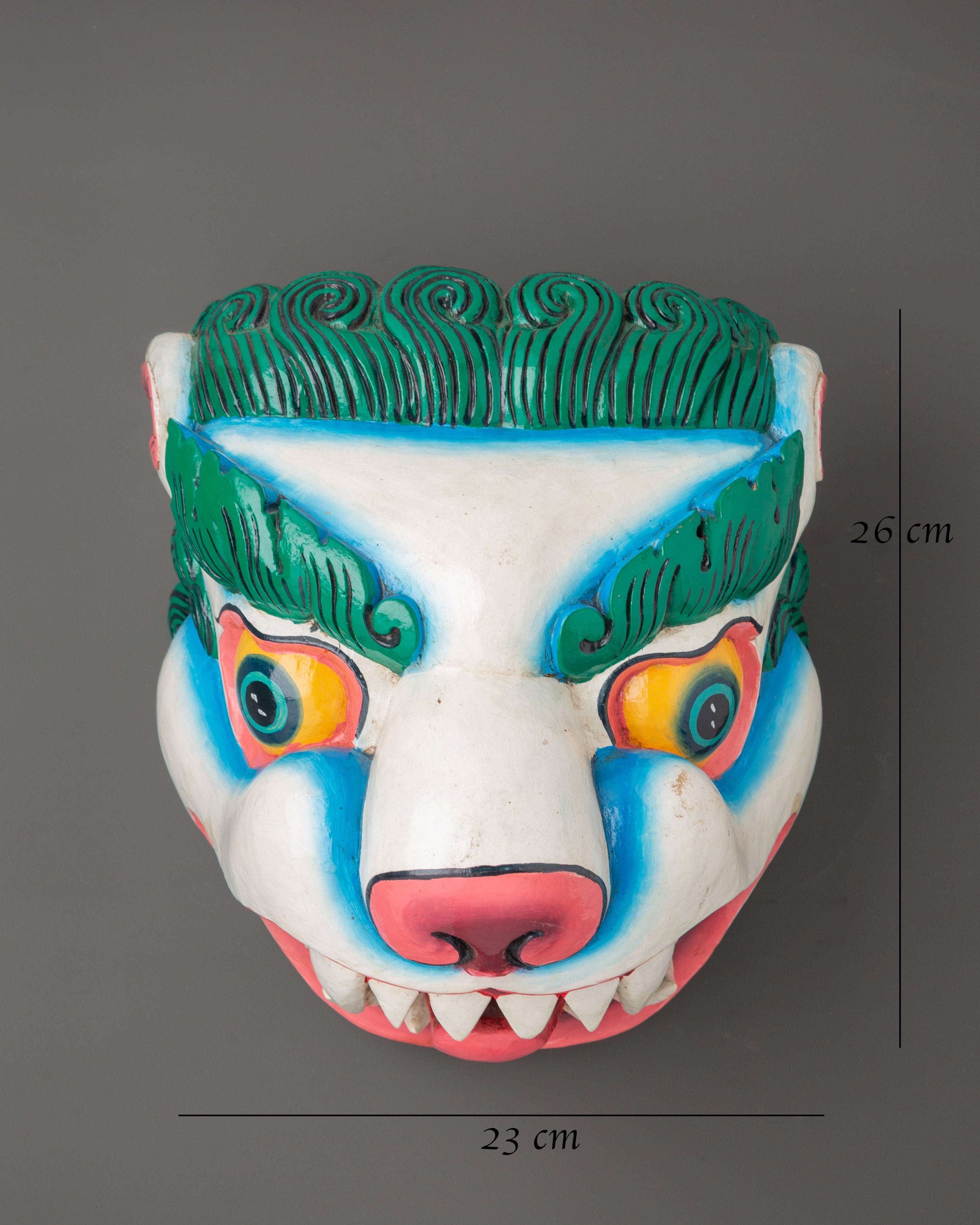 Hand-Painted Foo Dog Mask | Wooden Guardian Lion Decor