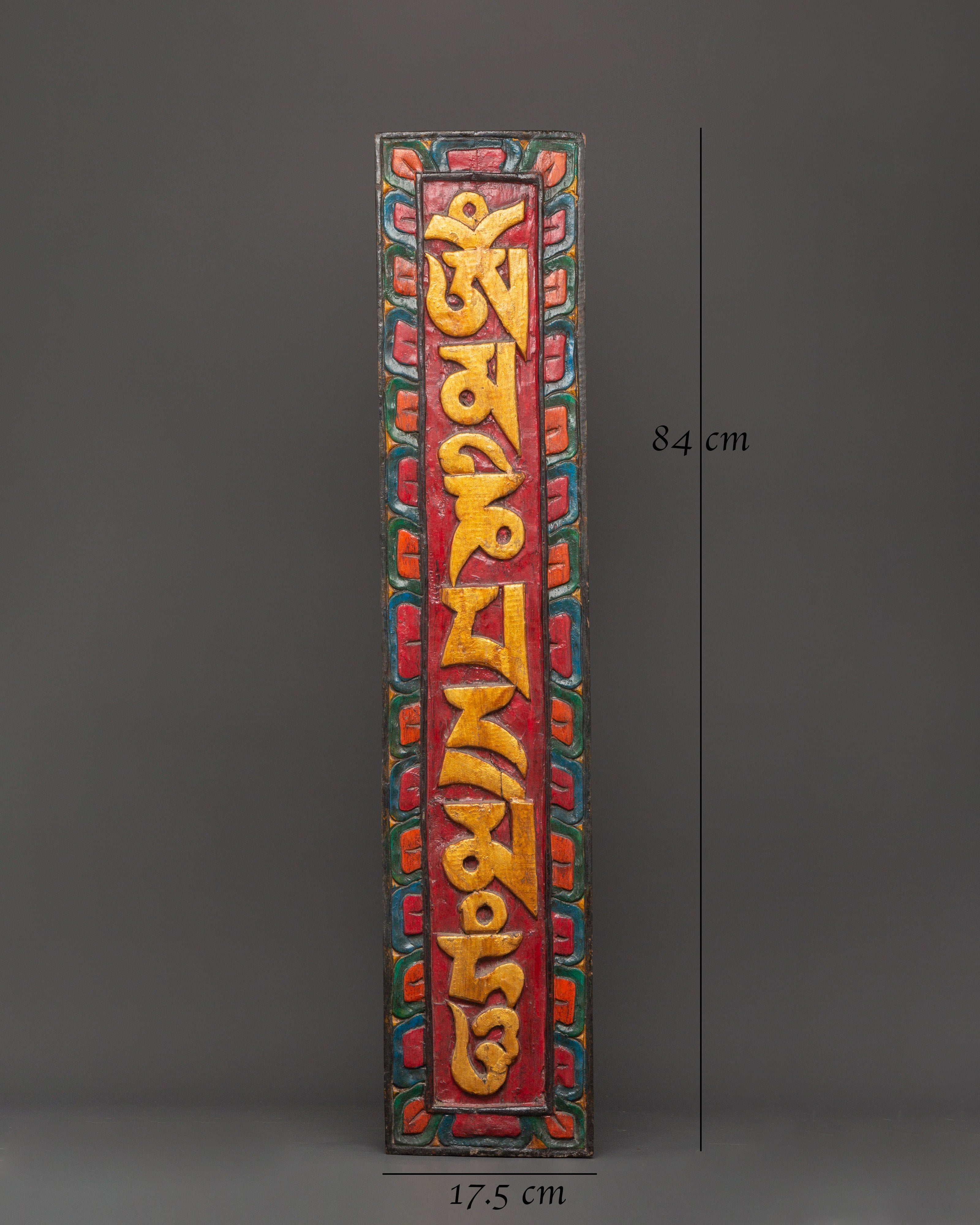 Tibetan Mantra Wall Hanging | Handcrafted Wooden Om Mani Padme Hum Plaque