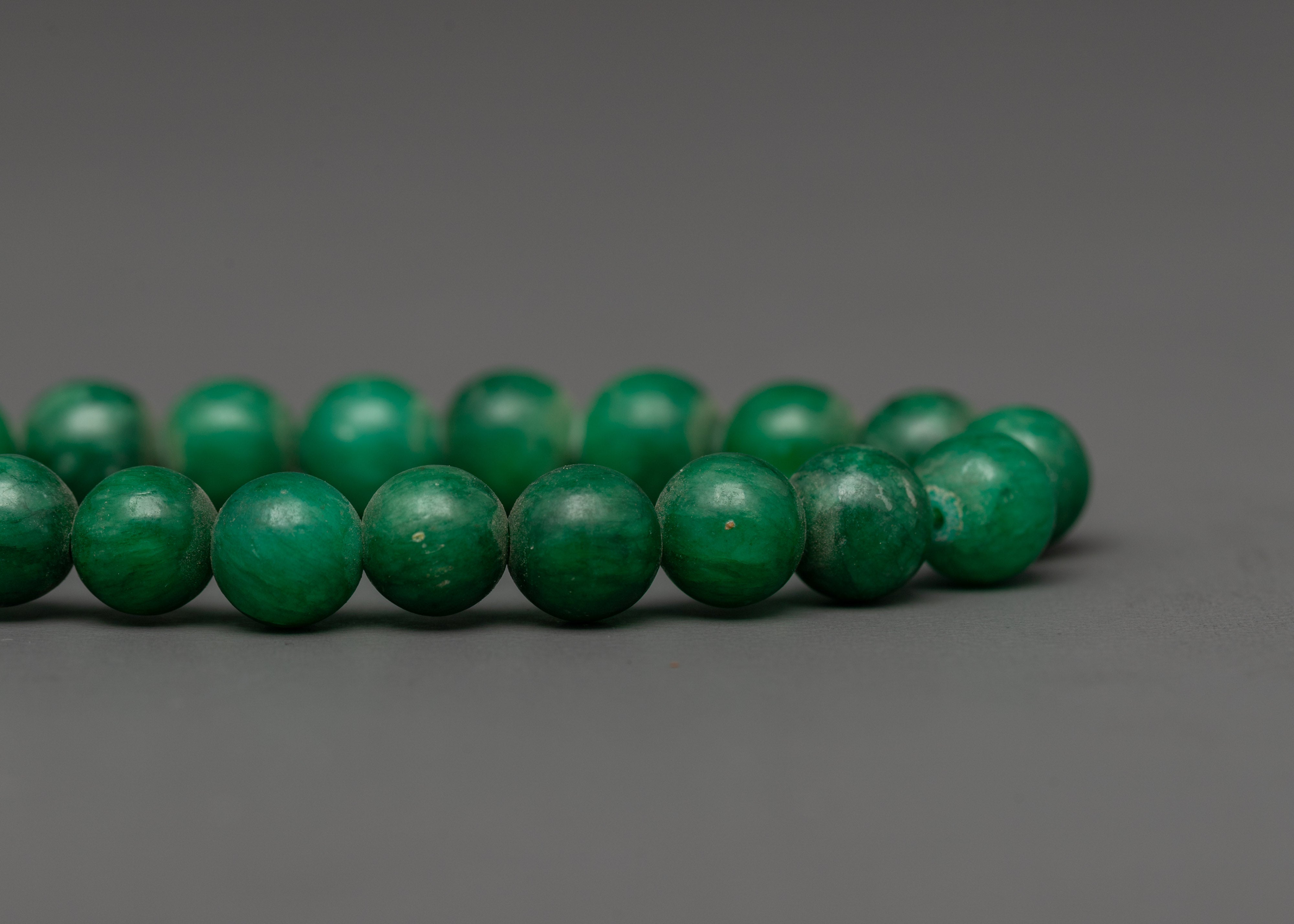 Green Artificial Stone Bracelet | Jade Look Mala for Meditation and Energy