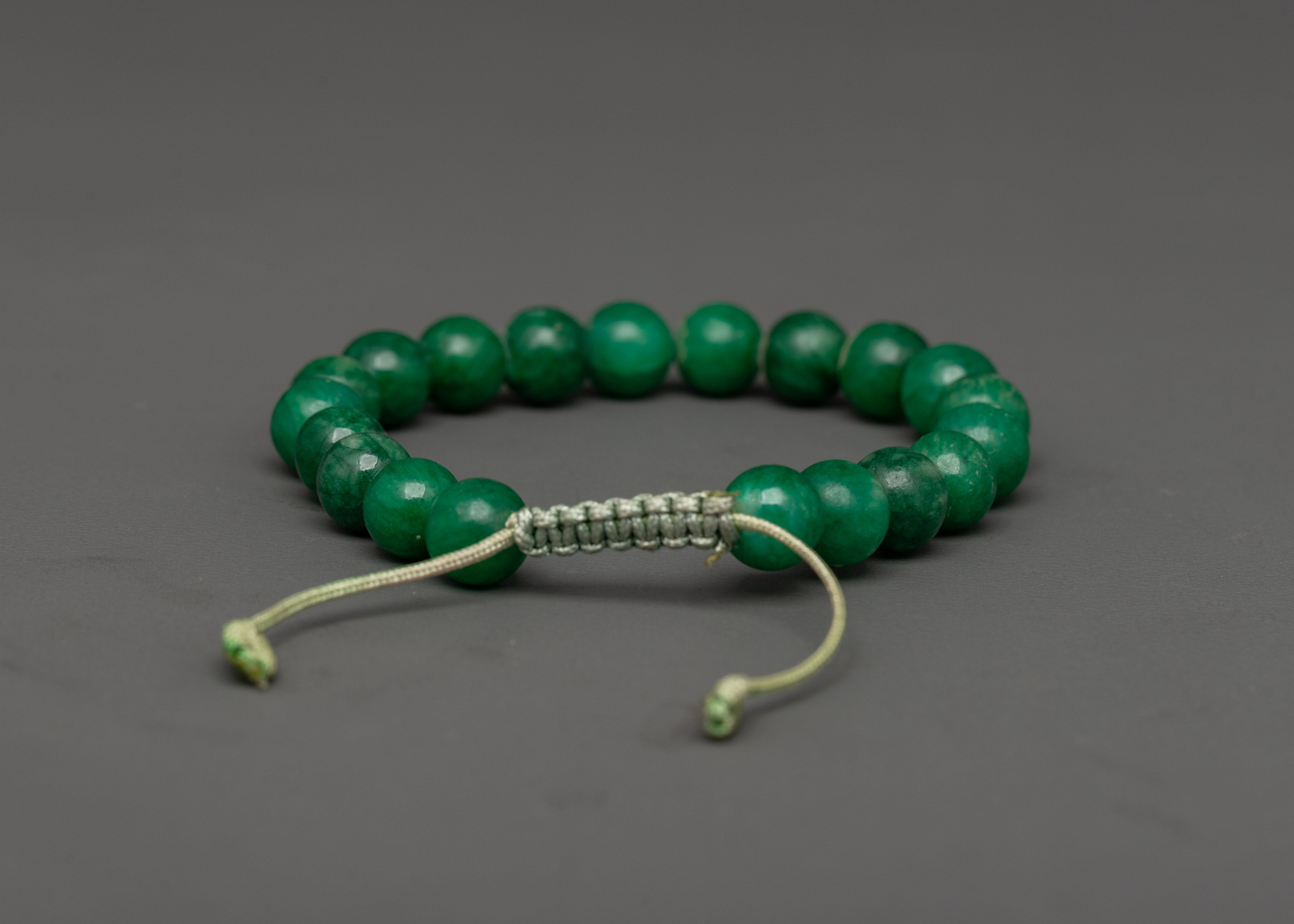 Green Artificial Stone Bracelet | Jade Look Mala for Meditation and Energy